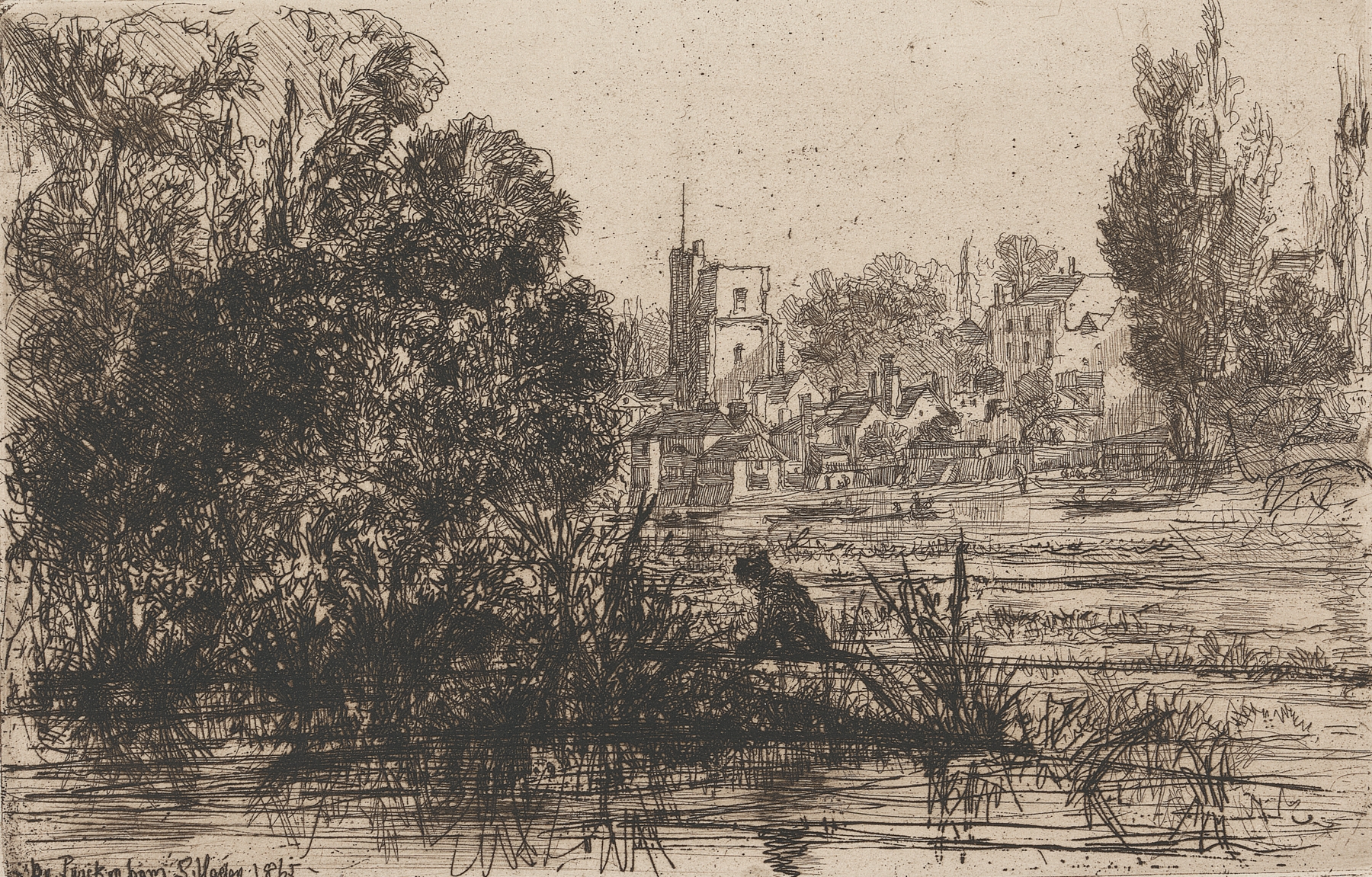 Twickenham Church, by Francis Seymour Haden, public domain