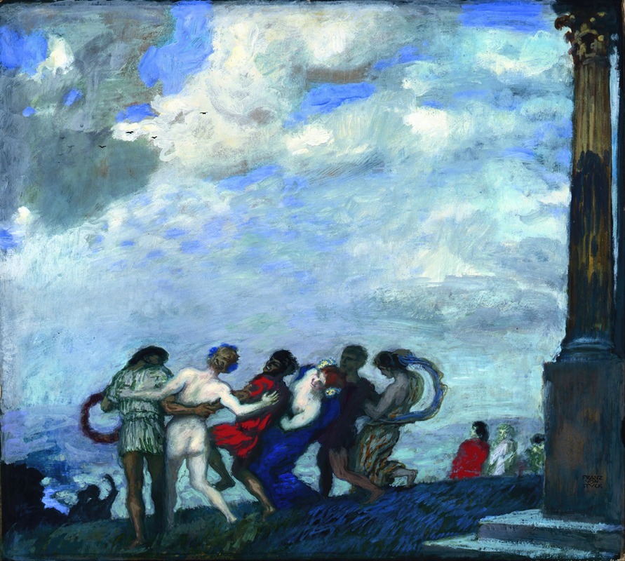 Franz von Stuck's 'The Dance' captures a dynamic moment of movement and emotion.
