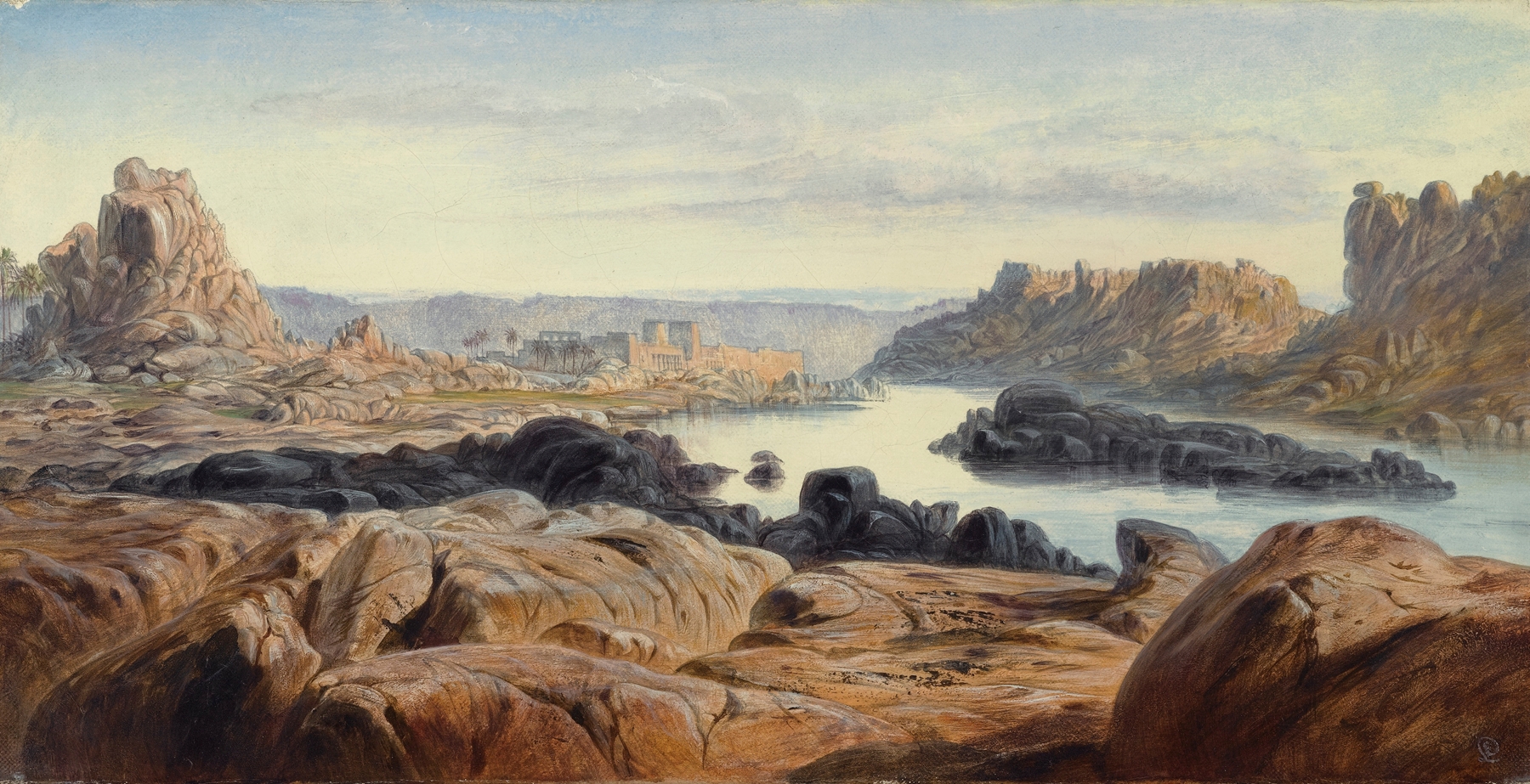 Landscape featuring a temple against an azure sky by Edward Lear, unknown medium