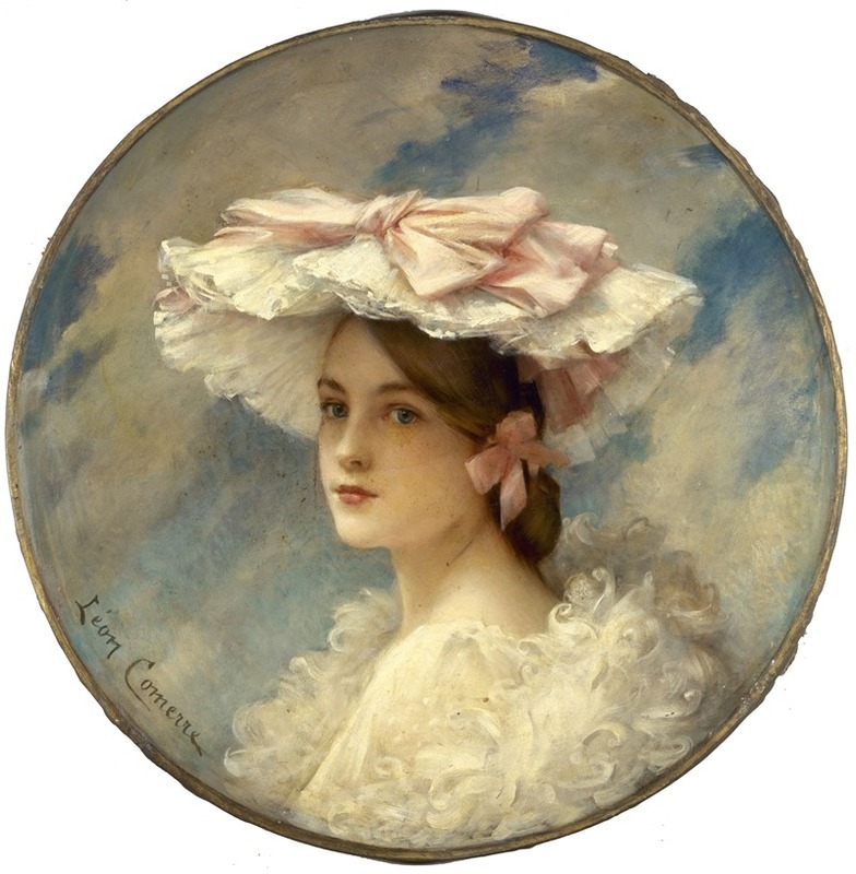 A portrait of a woman in a lavish dress by Léon François Comerre.