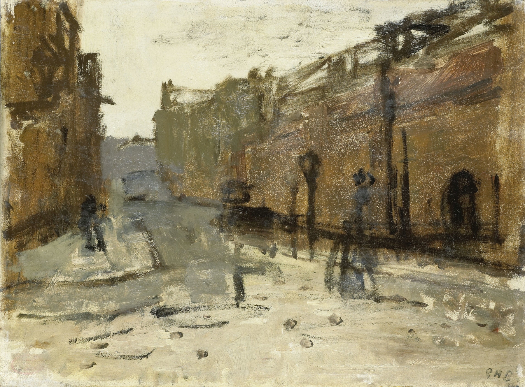 De Baan in Rotterdam, oil on canvas by George Hendrik Breitner, depicting a city street with figures.