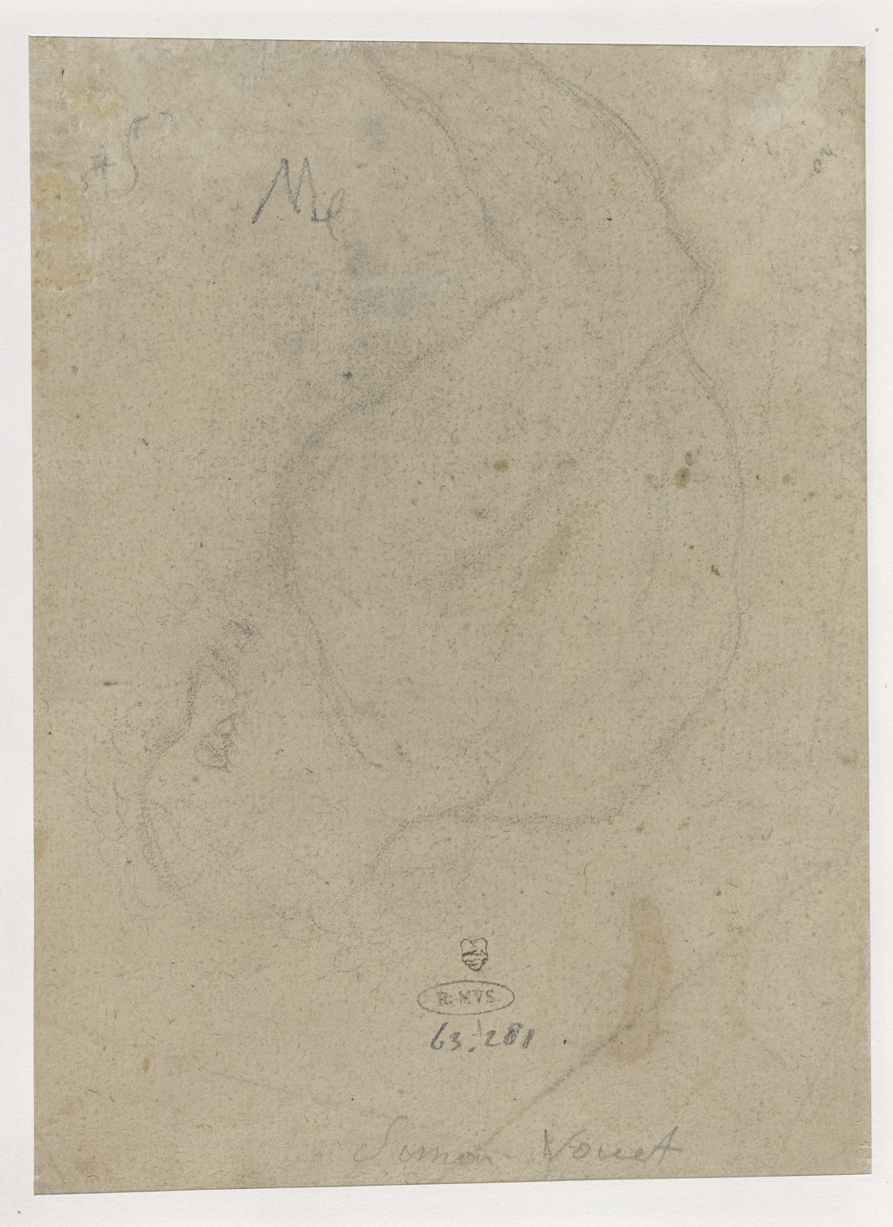 Seated faun in contemplation, paper work by Simon Vouet