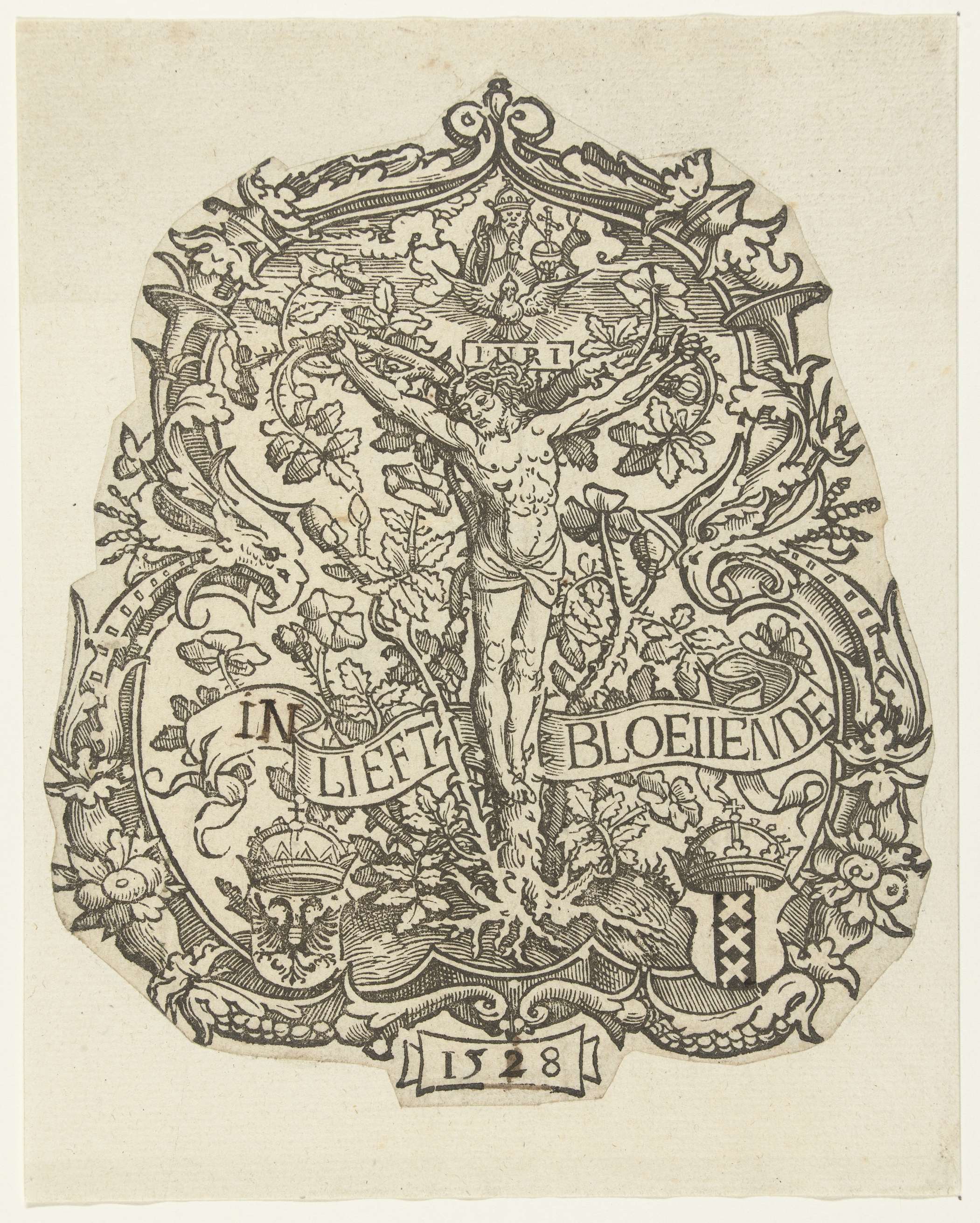 Het wapen van de Amsterdamse rederijkerskamer "De Egelantier", by Jacob Cornelisz van Oostsanen, public domain