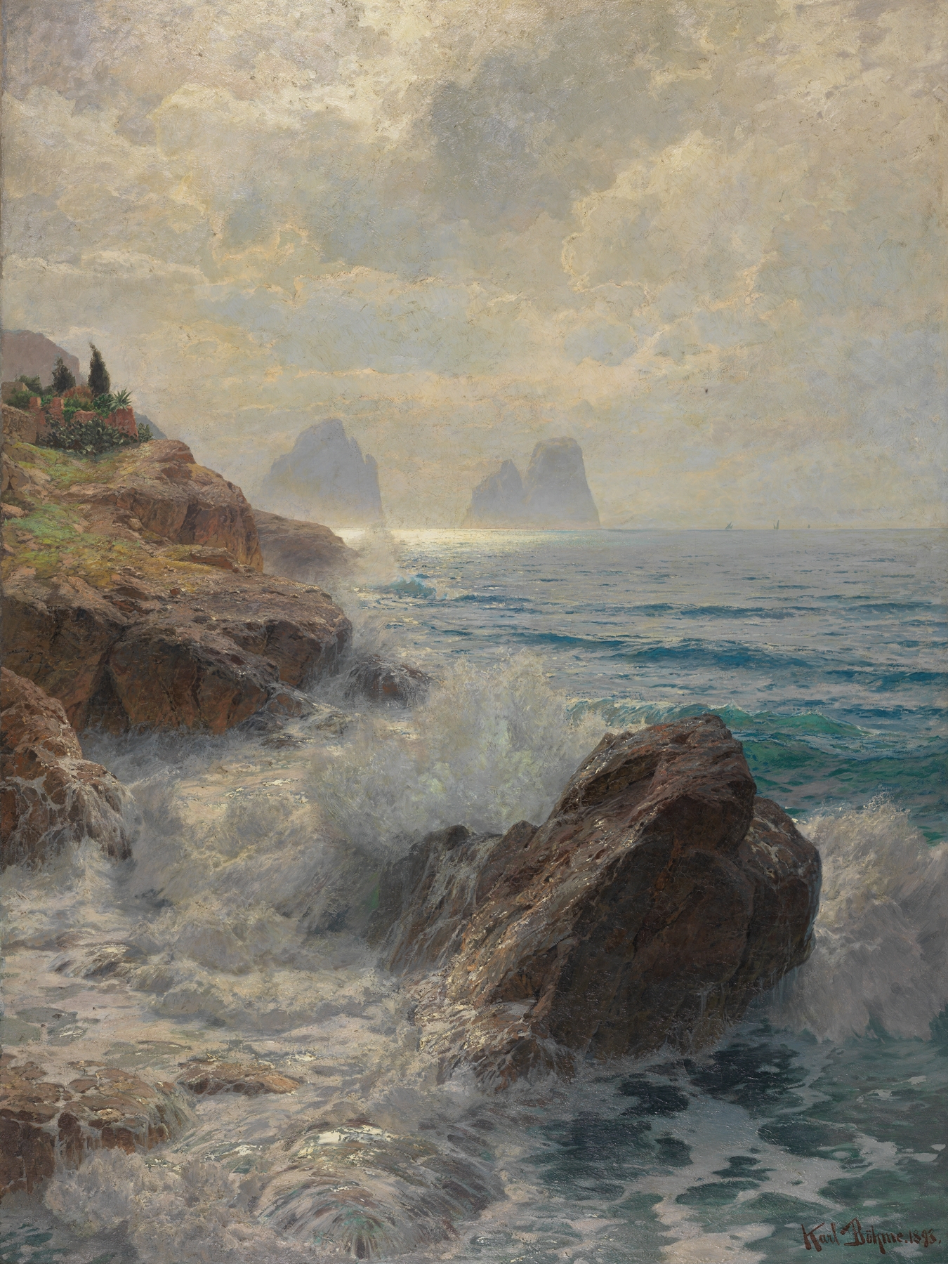 Seascape at dawn, oil on canvas by Karl Theodor Boehme