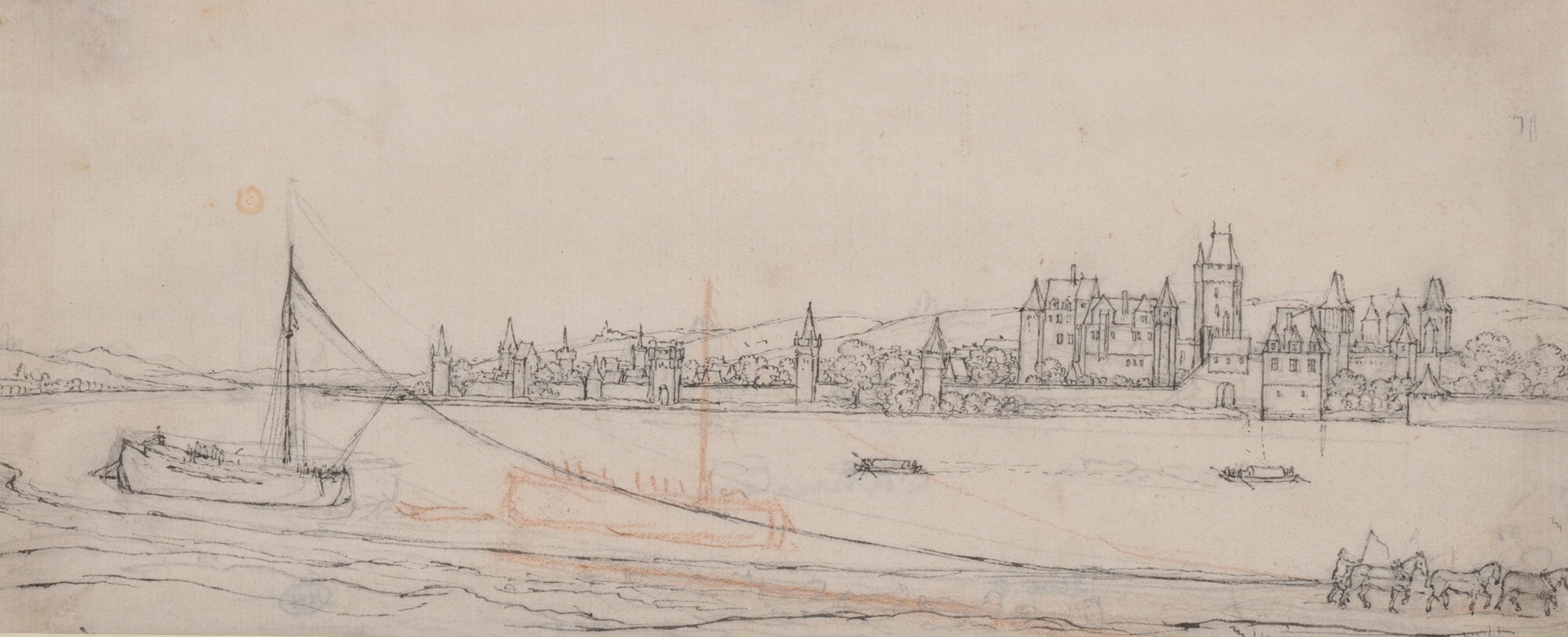 A serene landscape depicting Lahnstein on the River Rhine.