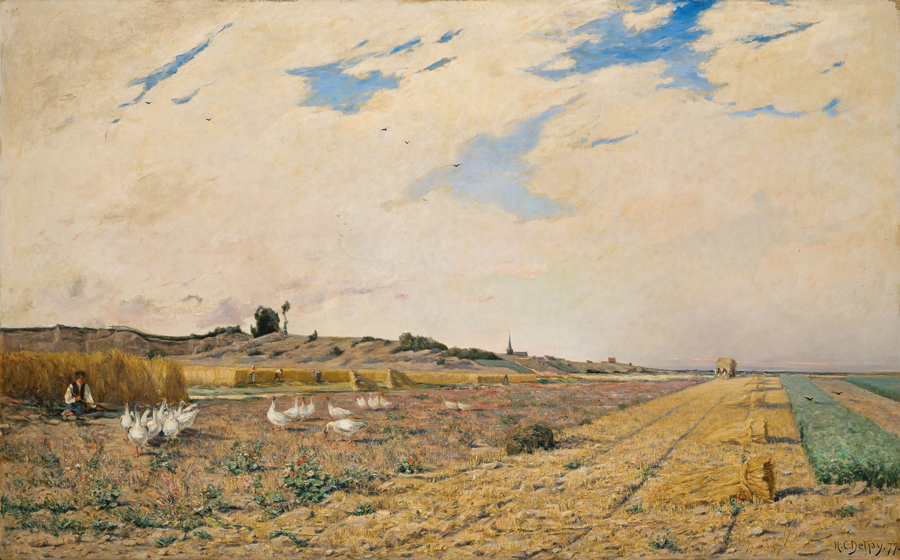 Landscape featuring a river and greenery, oil painting by Hippolyte Camille Delpy