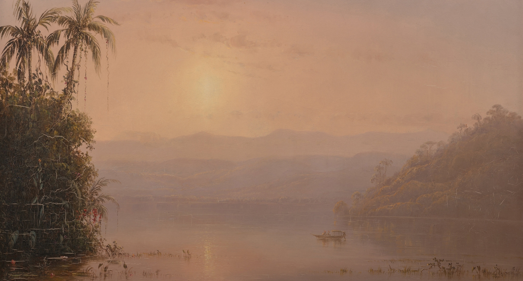 Sunset in the Tropics by Norton Bush, oil on canvas depicting a tropical landscape.