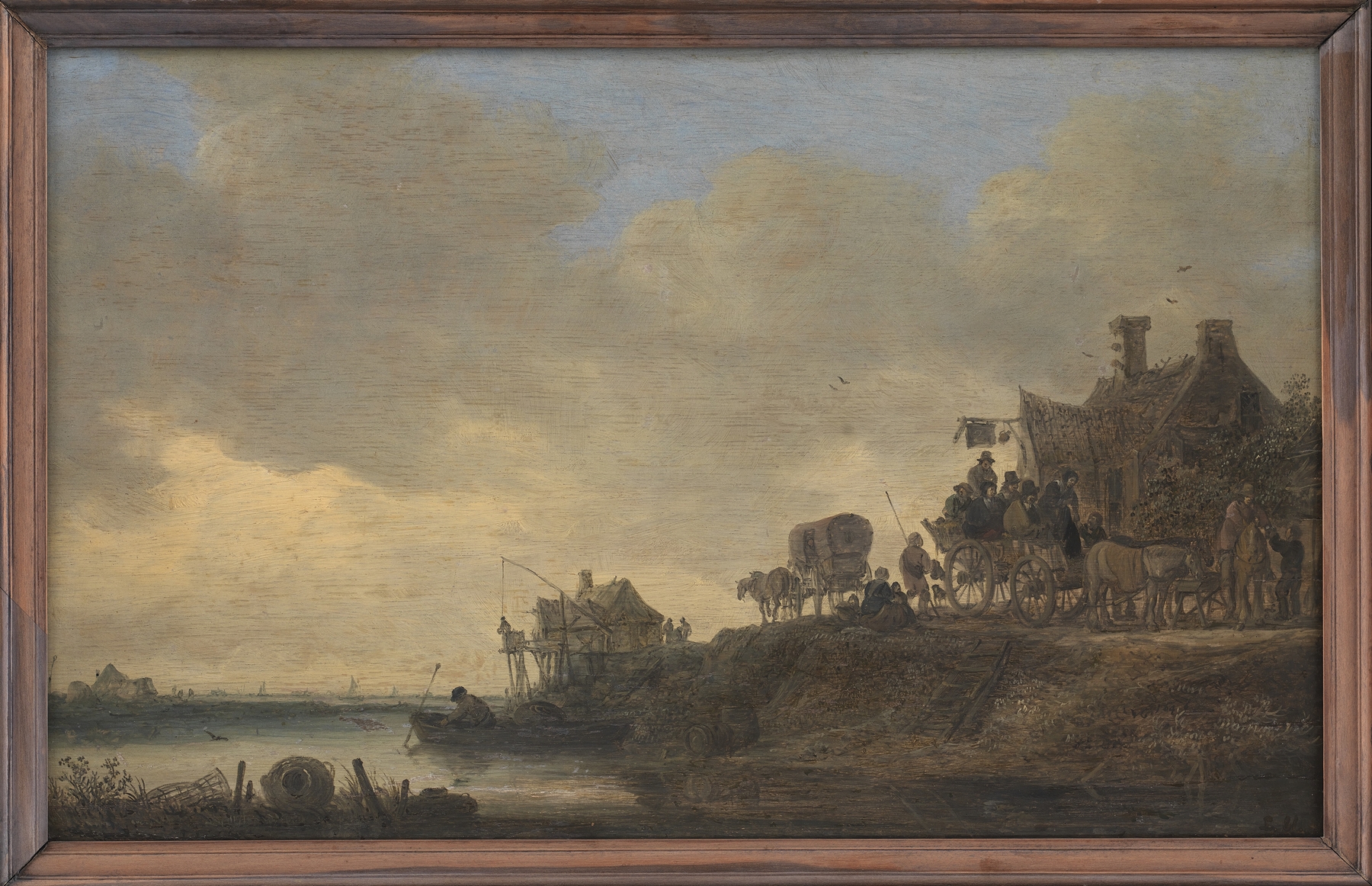 River Scene with the ‘Swan’ Tavern, by Jan van Goyen, public domain