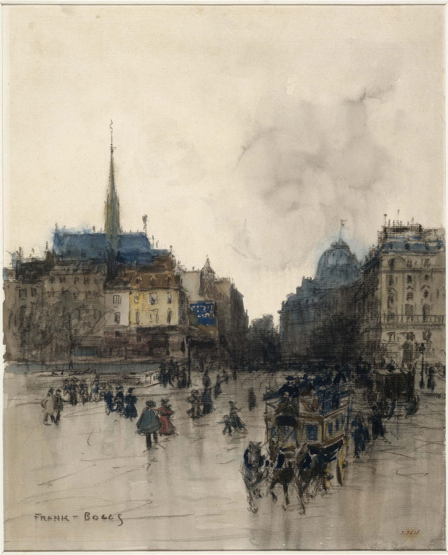 Le pont Saint-Michel by Frank Myers Boggs, oil on canvas, depicting a bridge over a river.