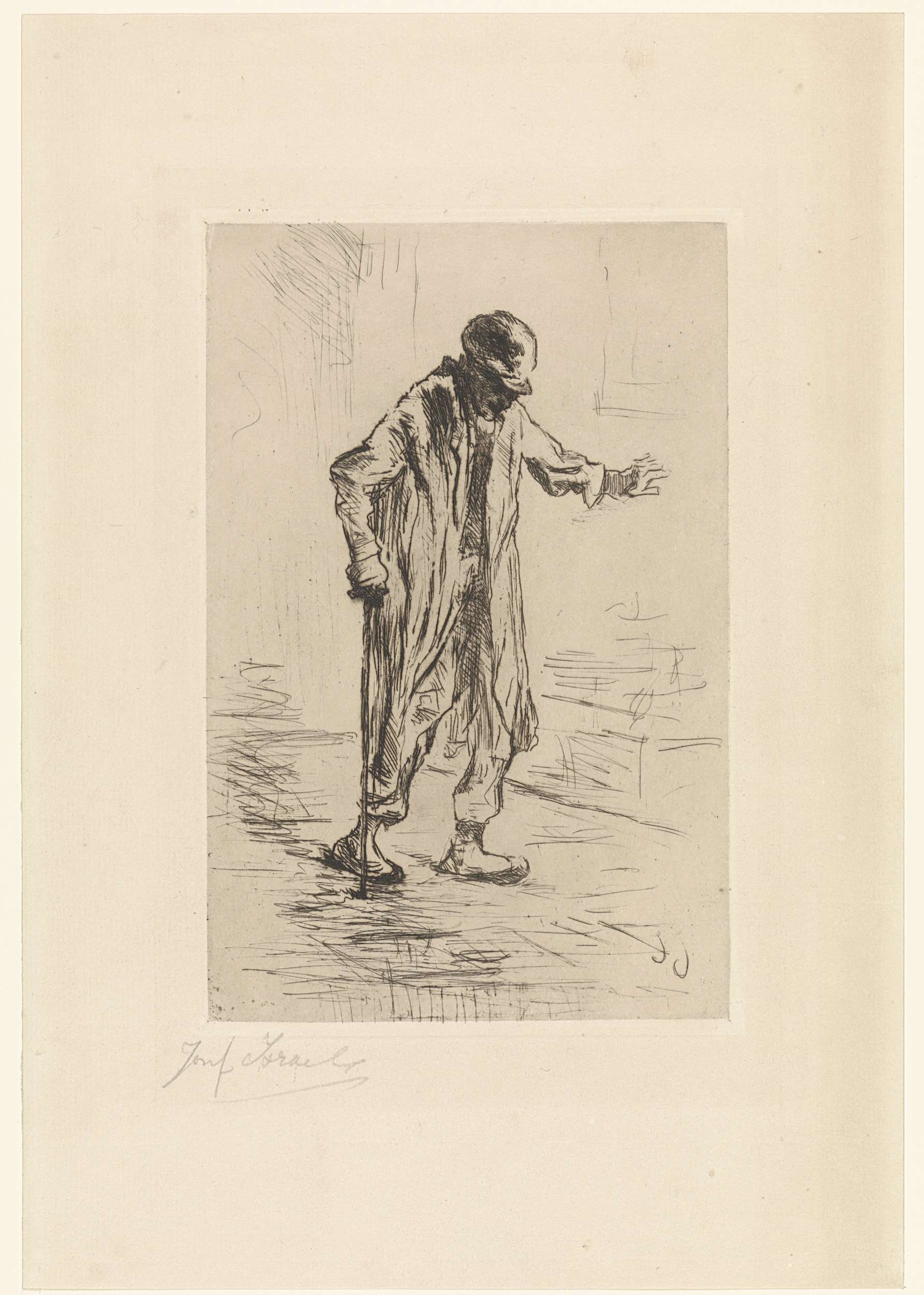 Portrait of an old man by Jozef Israëls, etching