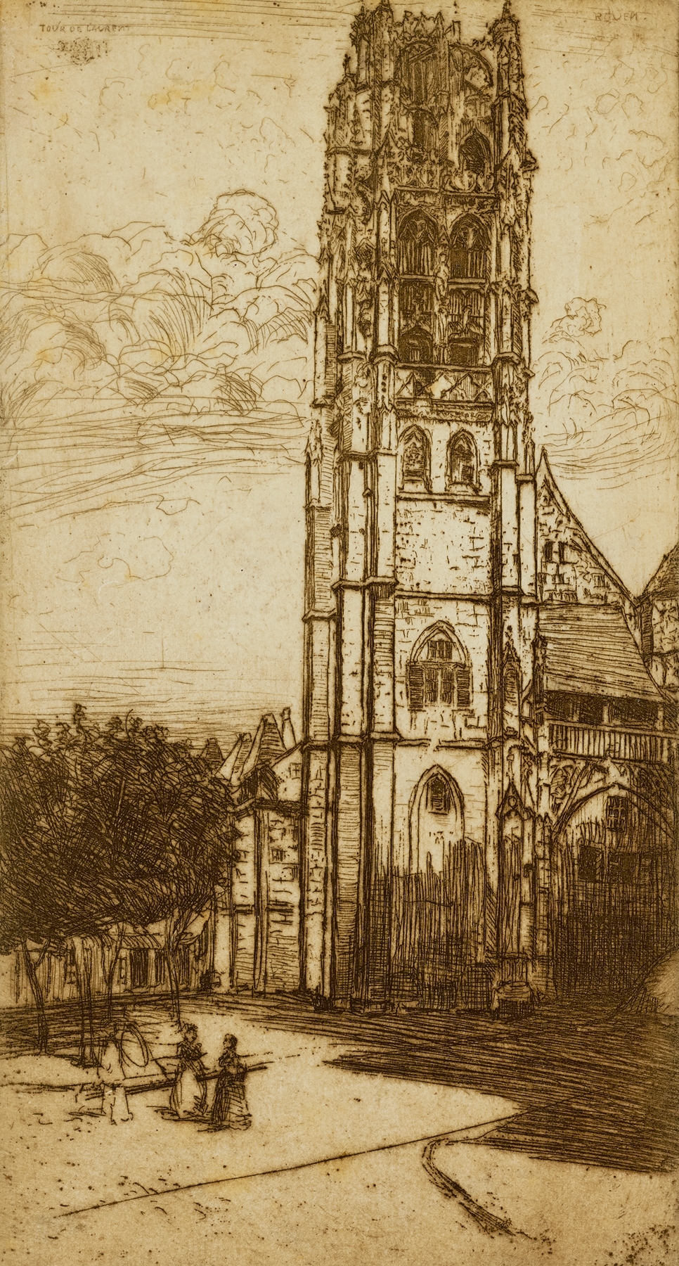 Tour St. Laurent, Rouen by Donald Shaw MacLaughlan, impressionism