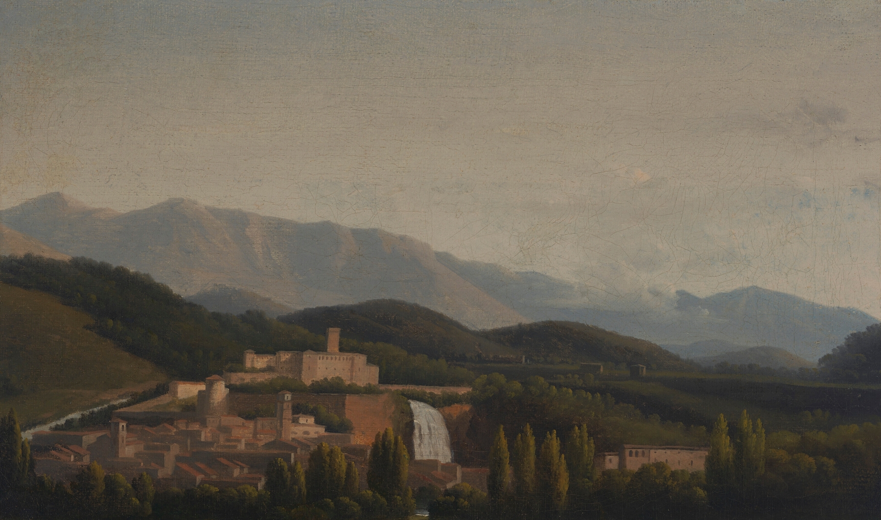 Extensive Italian landscape with a town, oil painting by Jean-Joseph-Xavier Bidauld