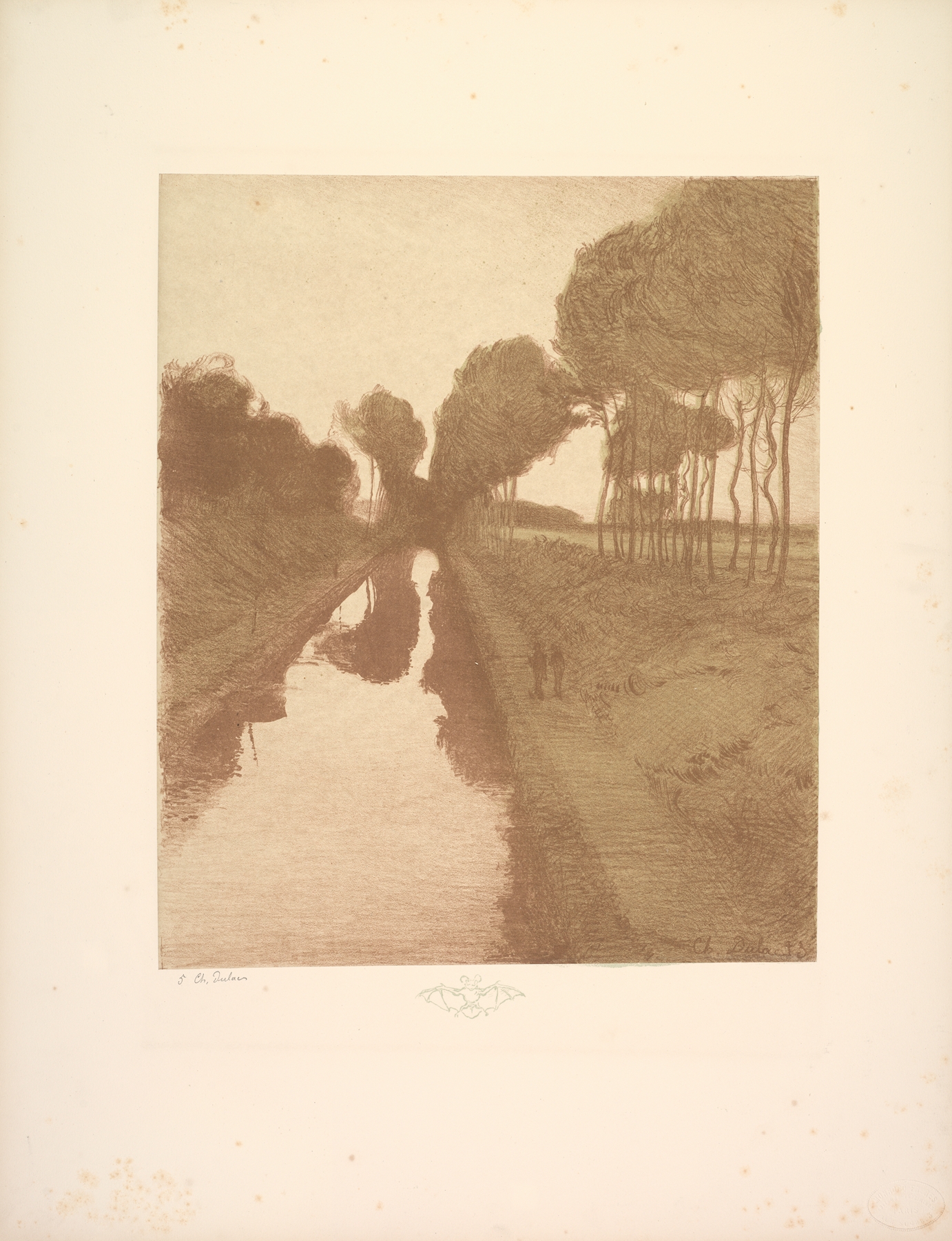 Landscape, Plate 3, Remarque, Bat by Charles Marie Dulac, impressionism, depicting a serene horizon with soft colors.