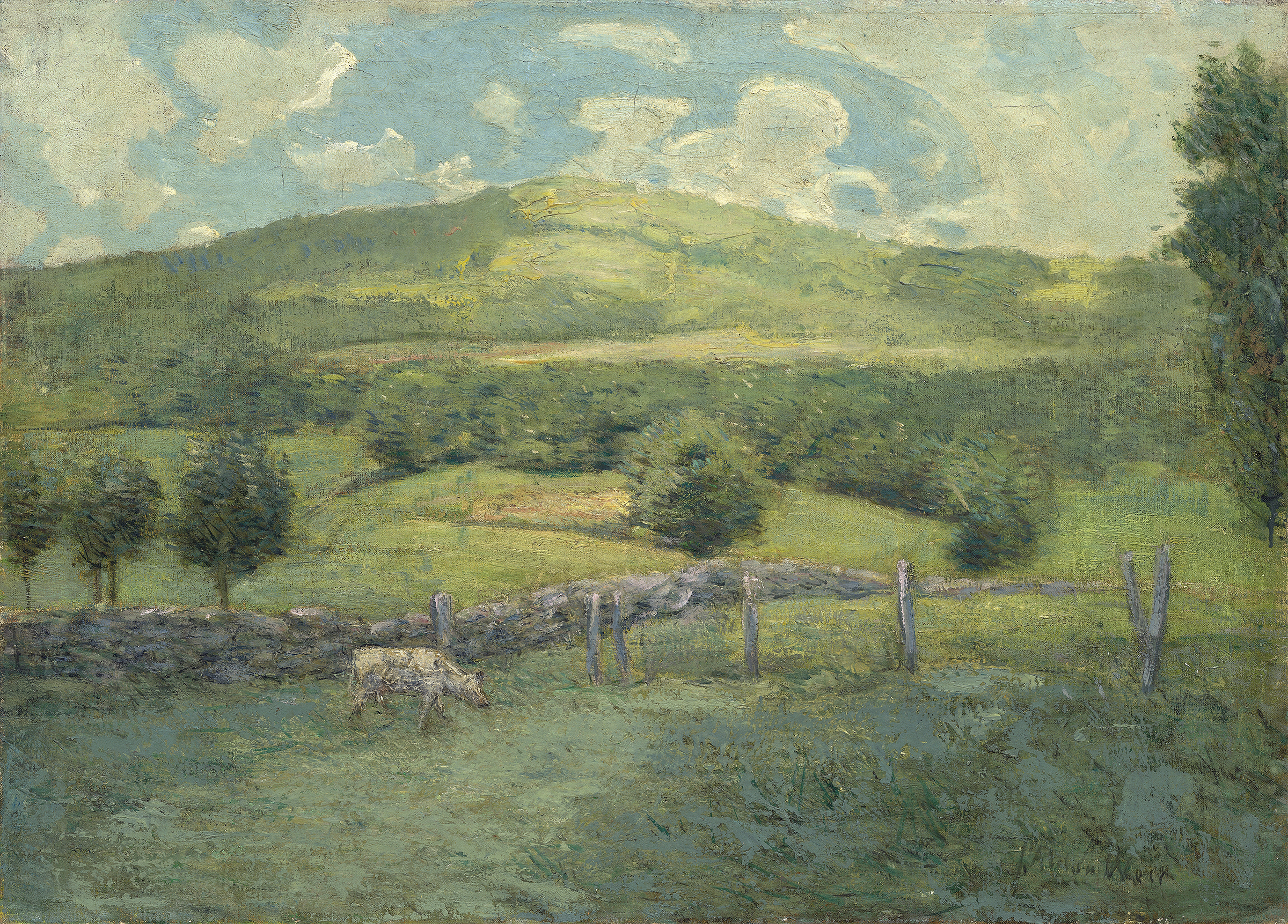 Landscape with water and trees by Julian Alden Weir, oil painting