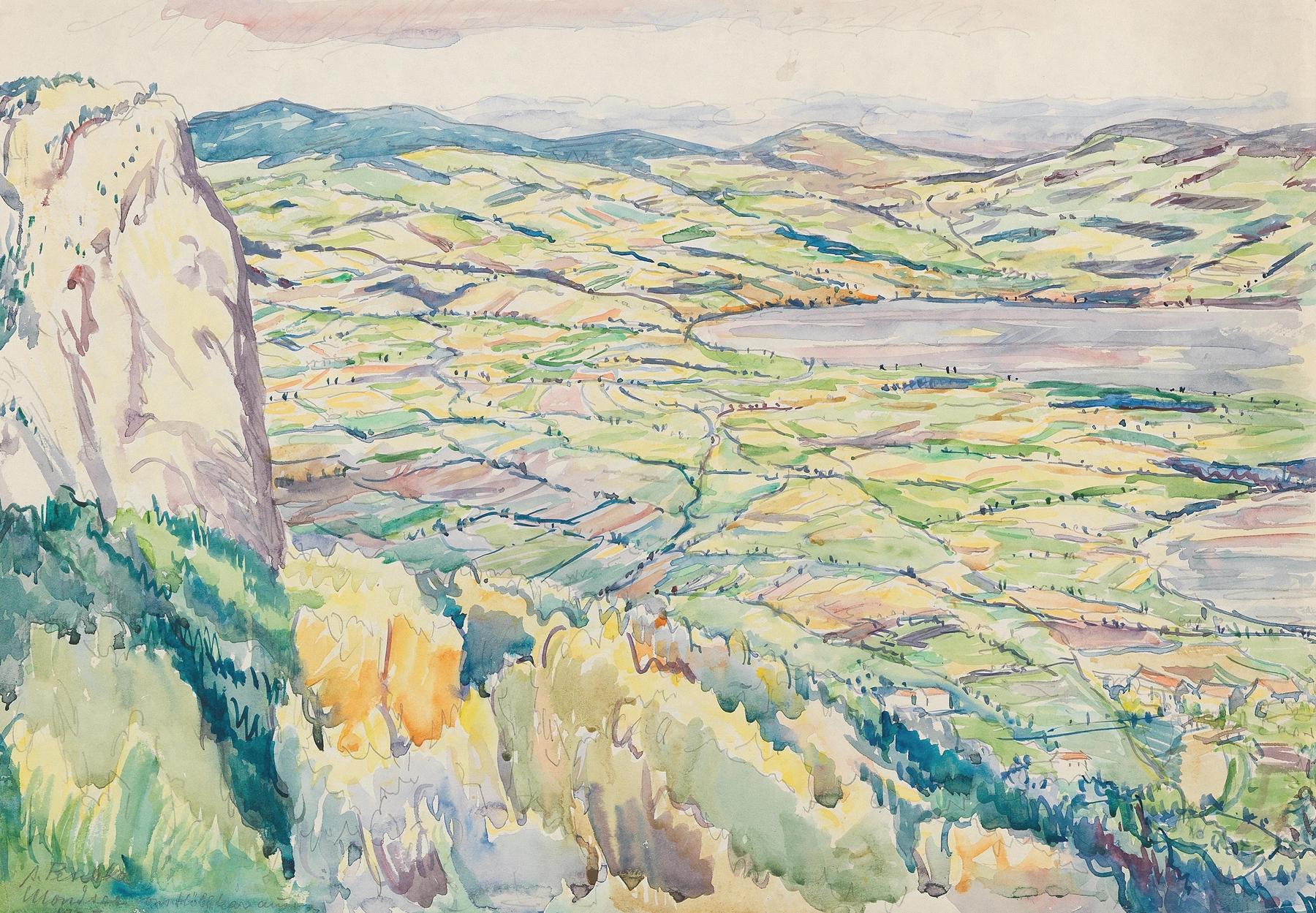 A view of Lake Mondsee from Höllkar, oil on canvas by Anton Emanuel Peschka