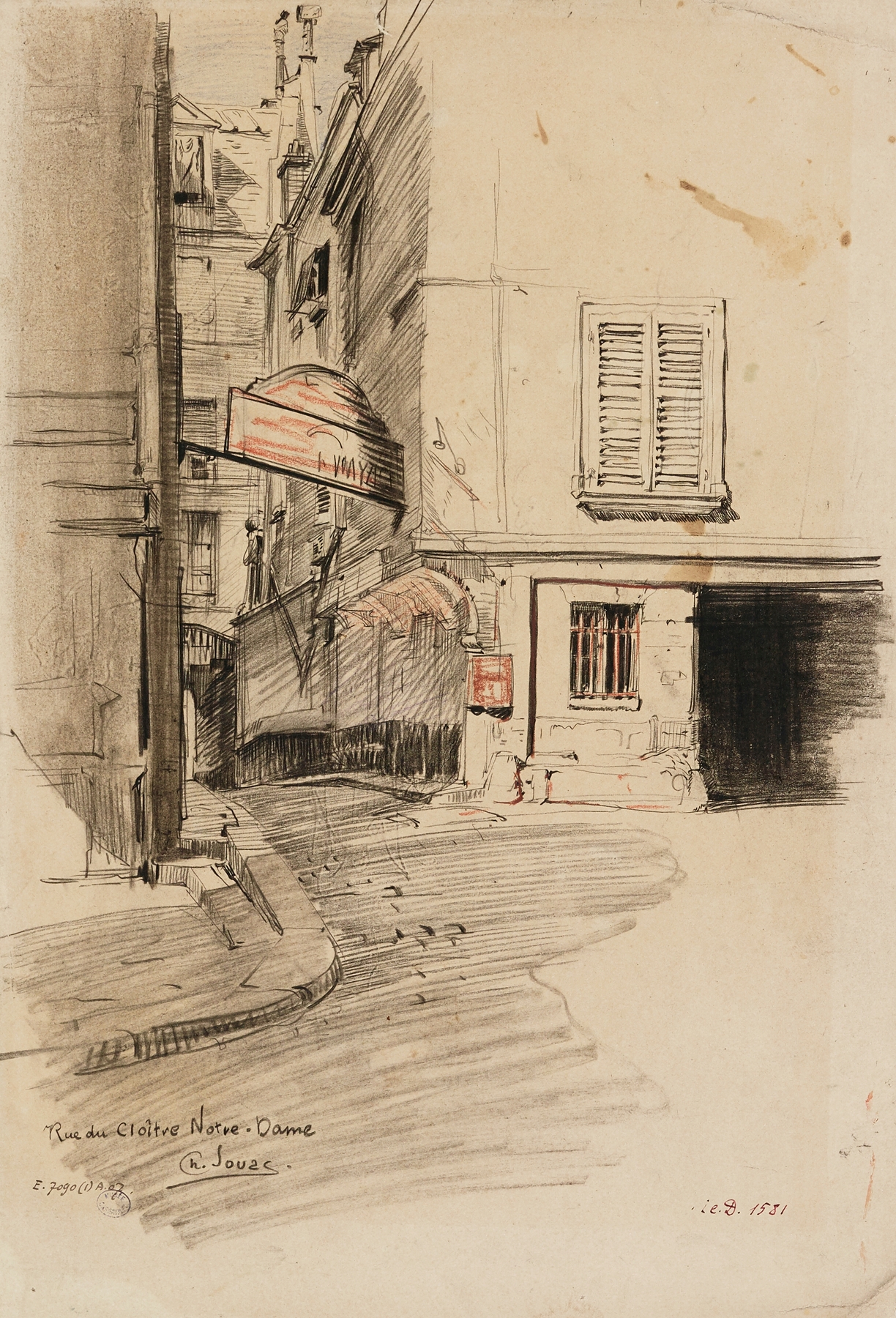 Rue du Cloître Notre Dame, by Charles Jouas, public domain
