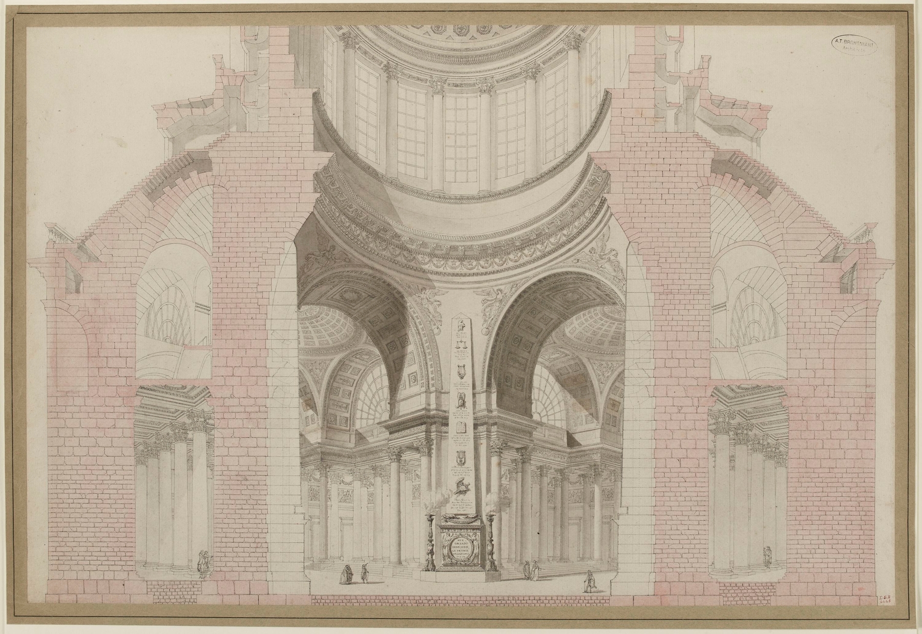 Coupole du Panthéon, coupe, projet de décoration intérieure, by Alexandre Théodore Brongniart, public domain