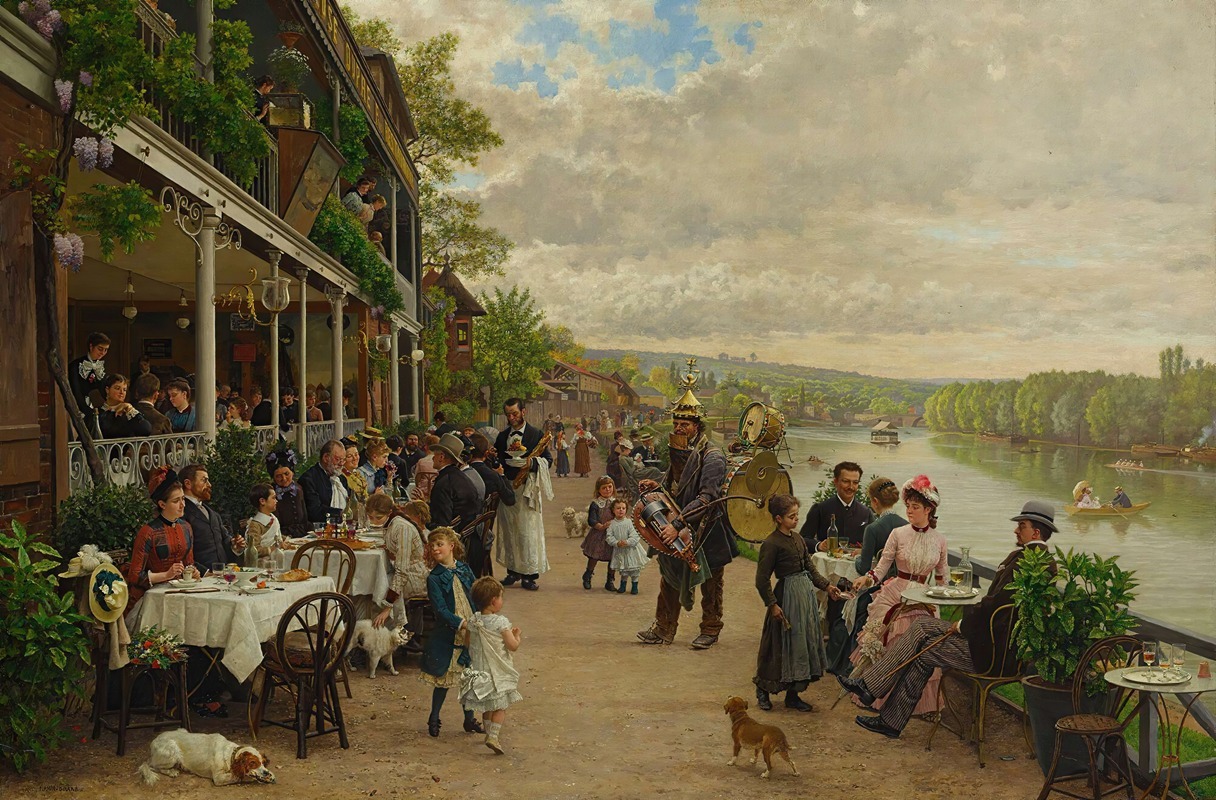 A vibrant scene depicting leisure activities in a natural setting.
