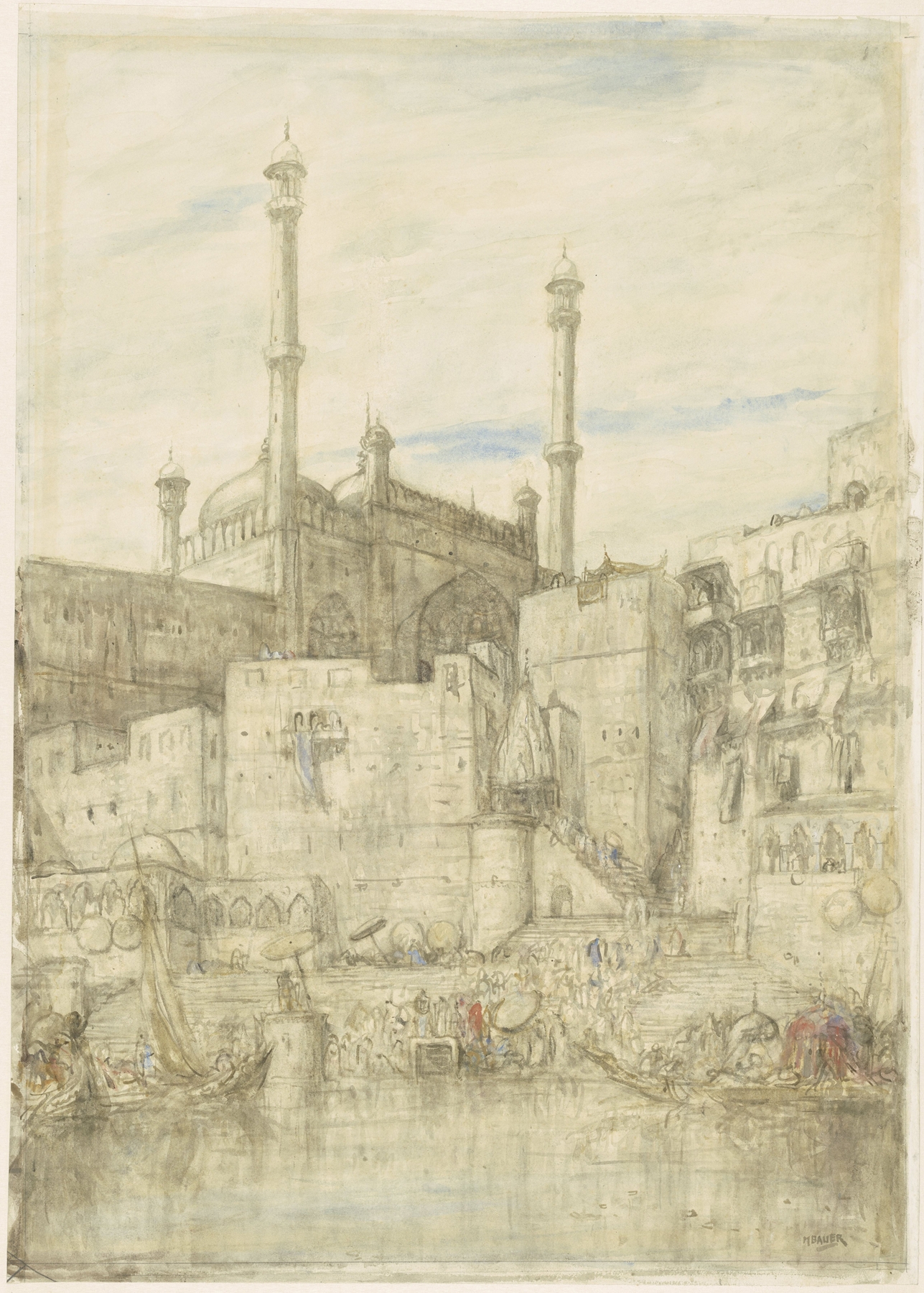 Aan de Ganges bij Benares, by Marius Bauer, public domain