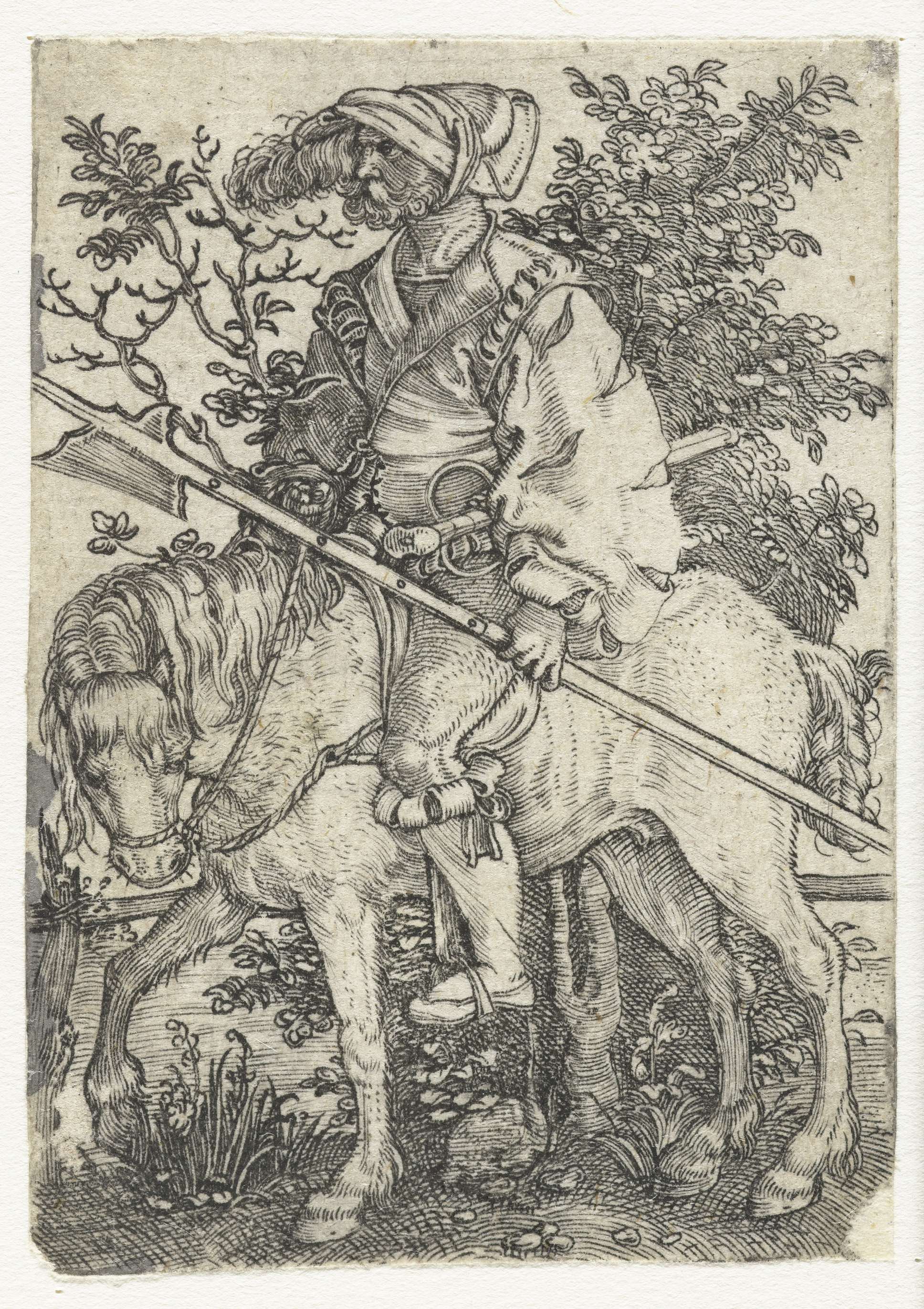 Hellebaardier te paard, by Barthel Beham, public domain