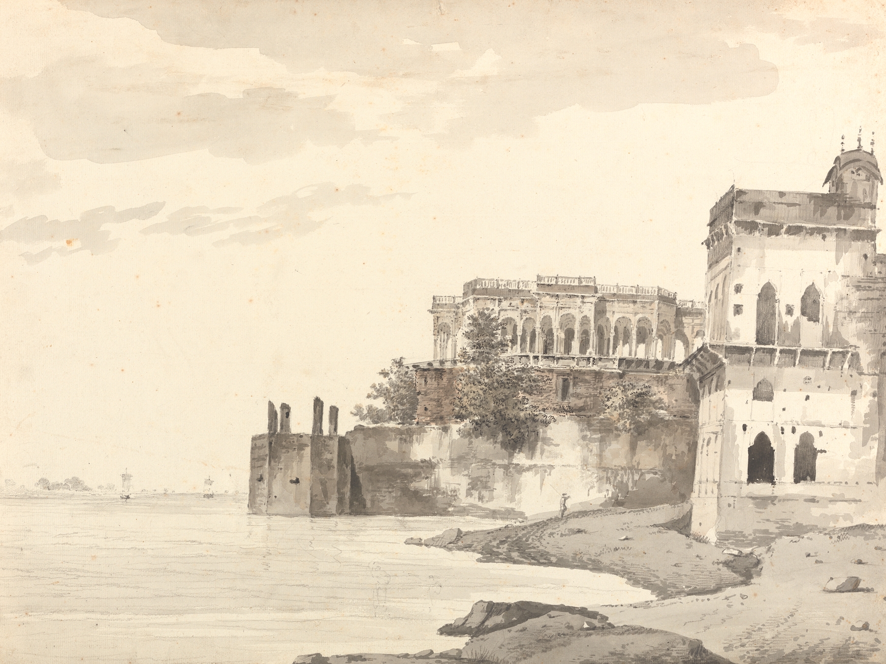 Architectural drawing in ink on paper by William Hodges