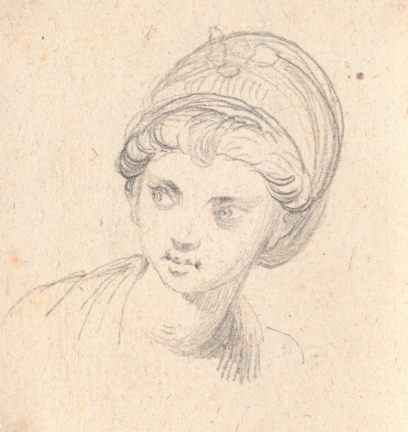 A portrait of a woman wearing a turban by Jens Juel.