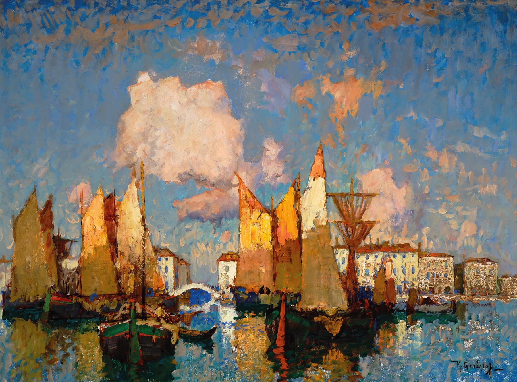 Landscape of Chioggia by Konstantin Ivanovich Gorbatov, oil on canvas