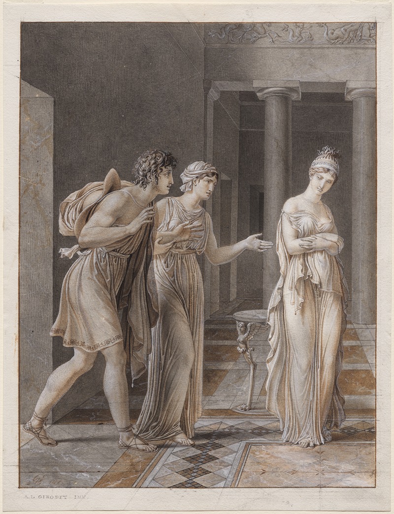 The Meeting of Orestes and Hermione depicts a dramatic moment in Greek mythology.