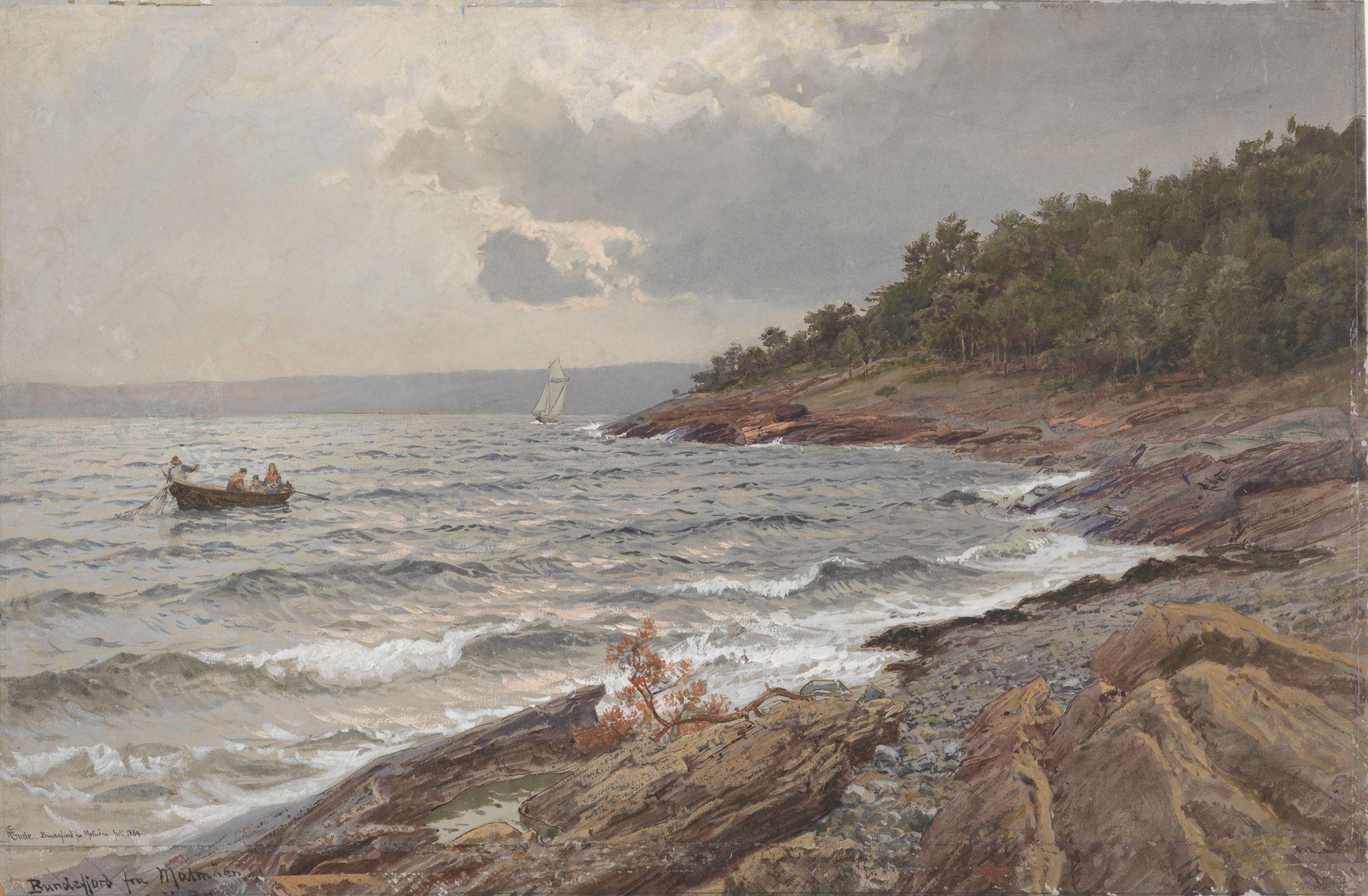 View of The Bunne Fjord from Malmöya, oil on canvas by Hans Gude