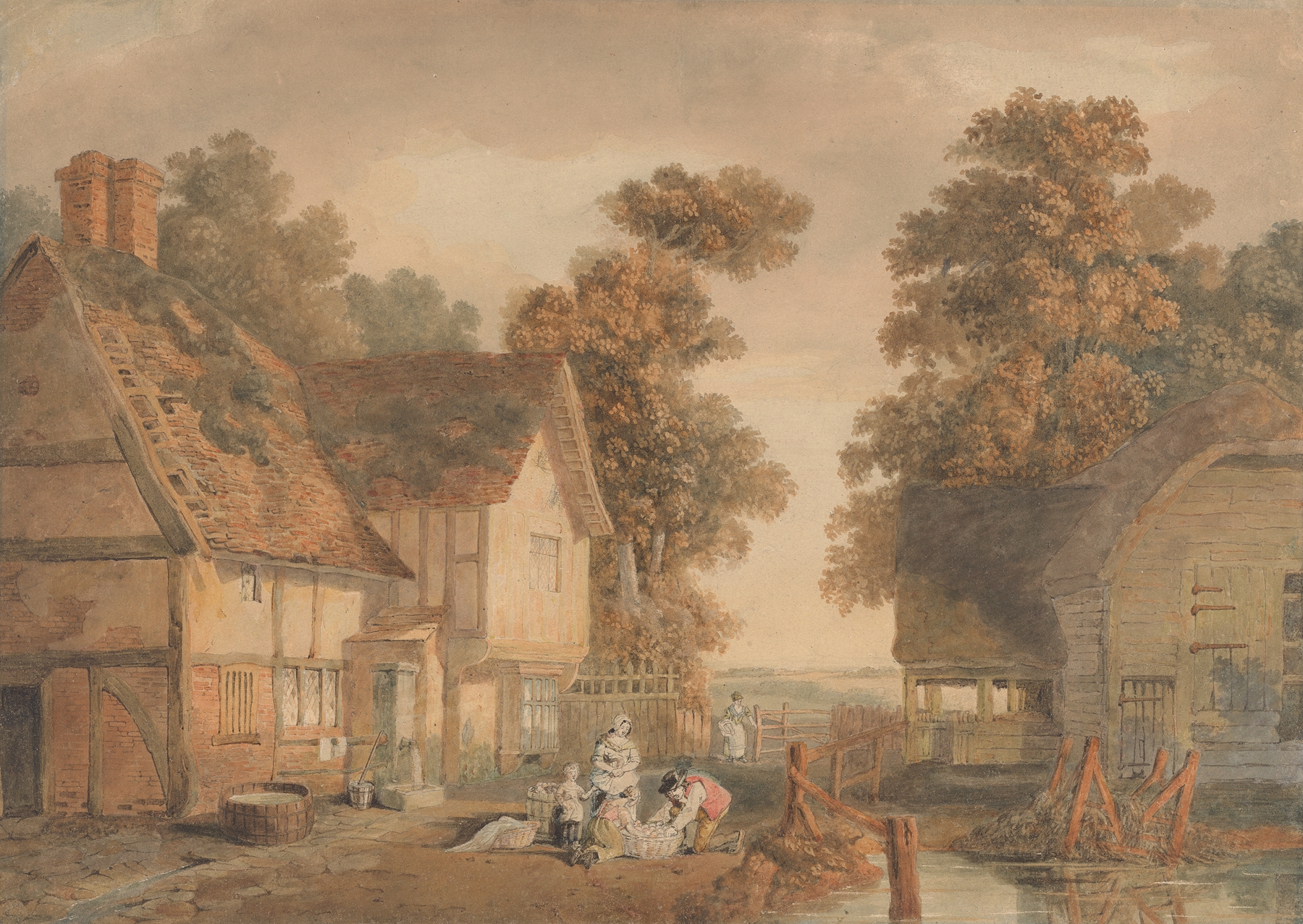 Landscape of a farmhouse in a yard by Edmund Dorrell