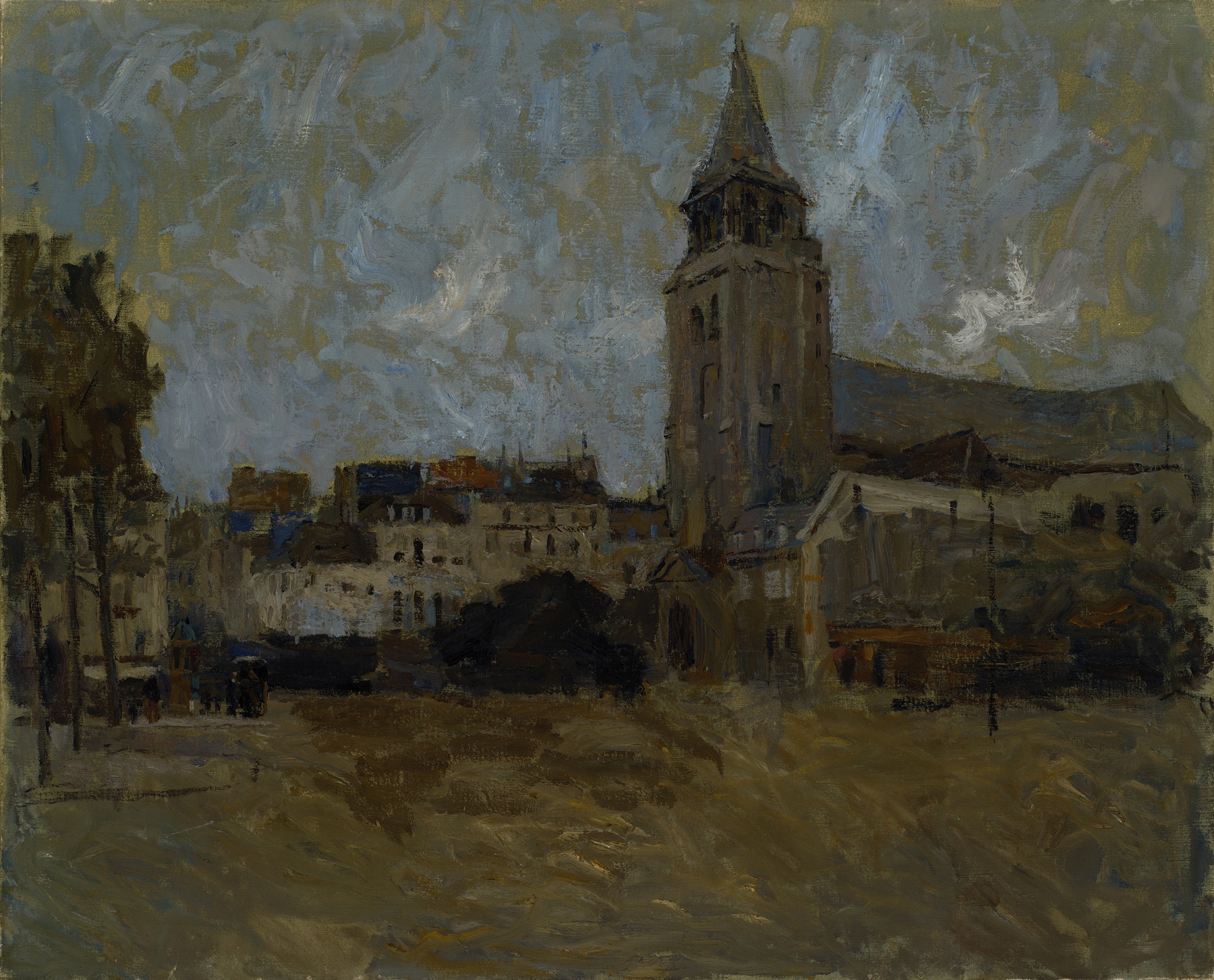 Place St. Germain des Pres by Frank Edwin Scott, impressionist oil painting