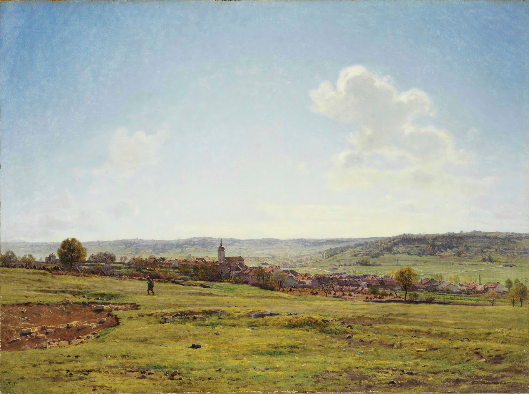 Paysage Près De Fresnes by Jean Ferdinand Monchablon, impressionism, depicting a serene landscape.