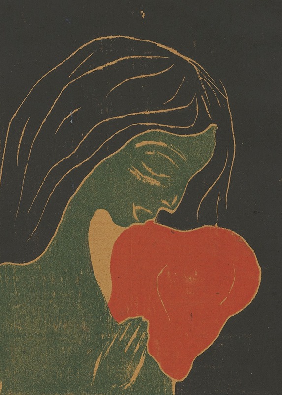 A striking painting by Edvard Munch, featuring a heart symbol amidst dark colors.