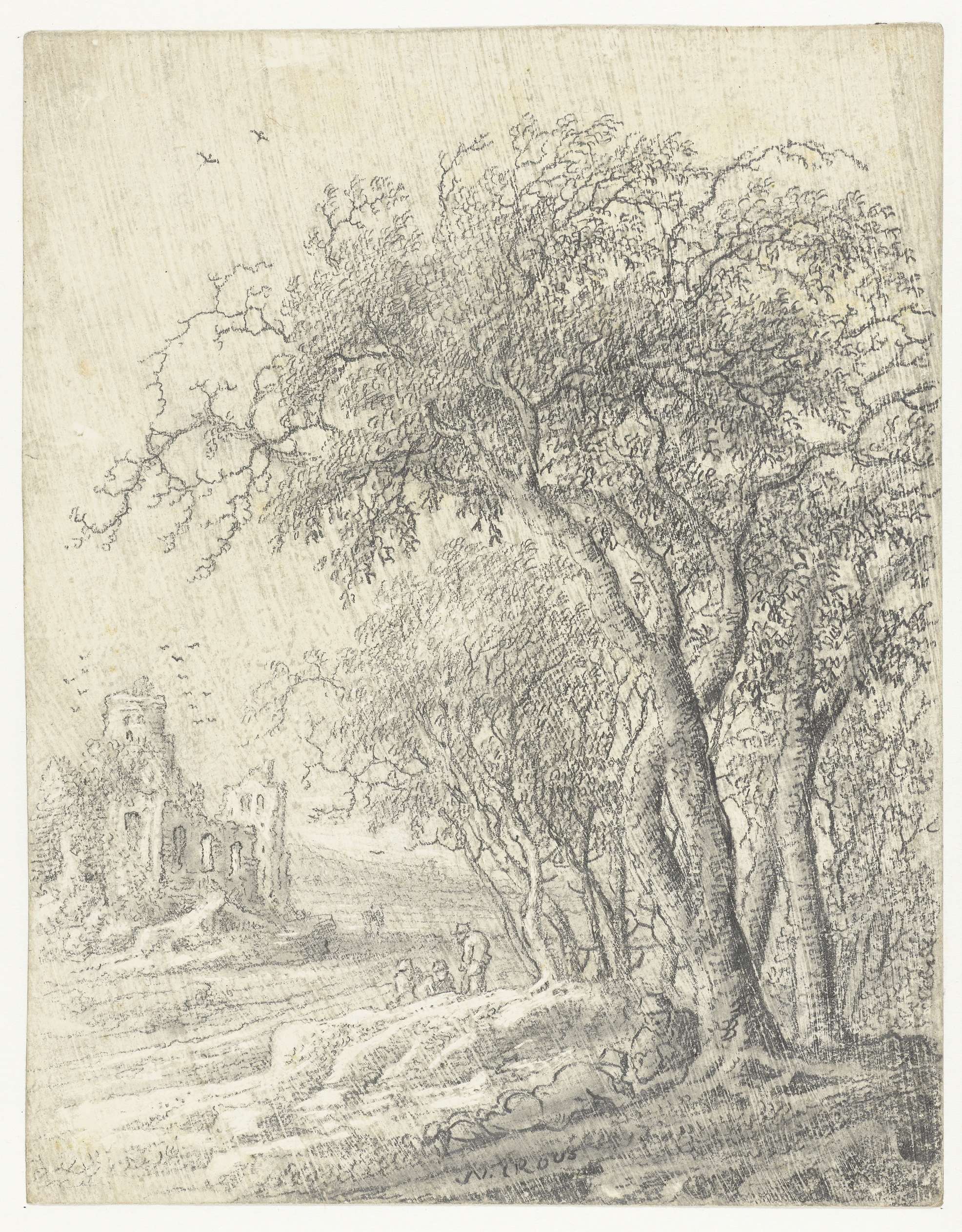 Landscape with Trees and a Ruin, oil painting by Anthonie Jansz. van der Croos