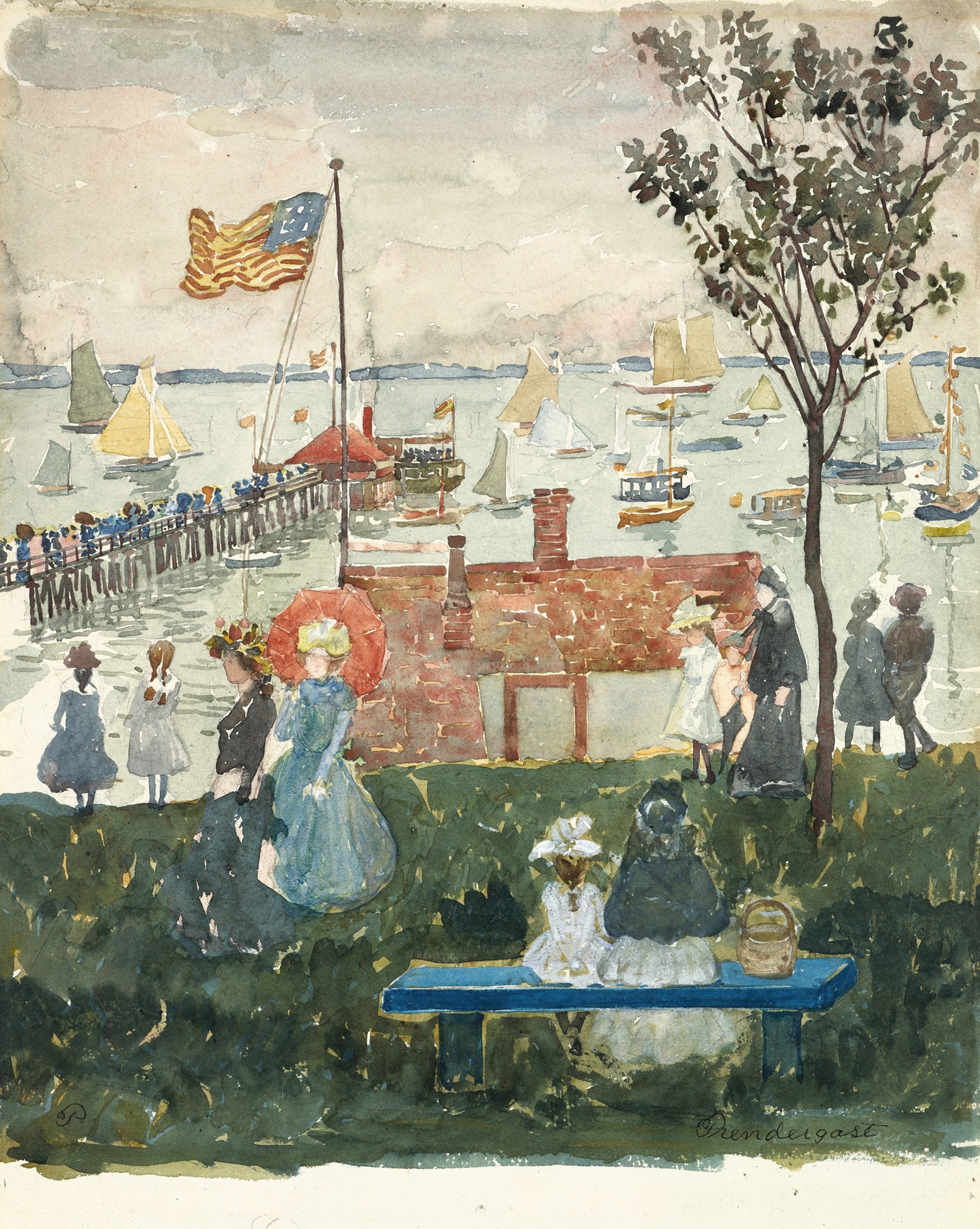 Excursionists, Nahant, by Maurice Prendergast, public domain