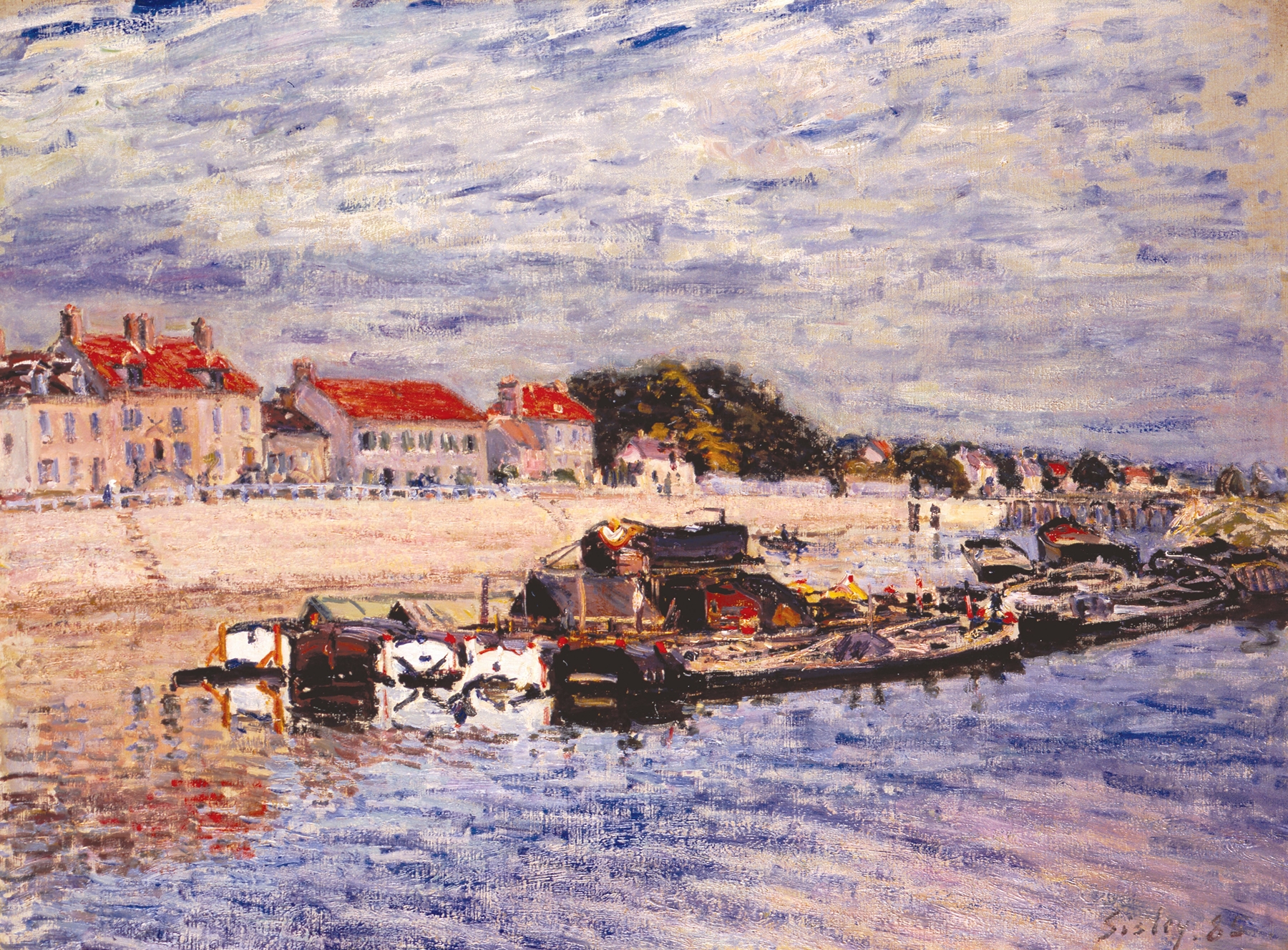 Barges on the Loing at Saint-Mammès, by Alfred Sisley, public domain