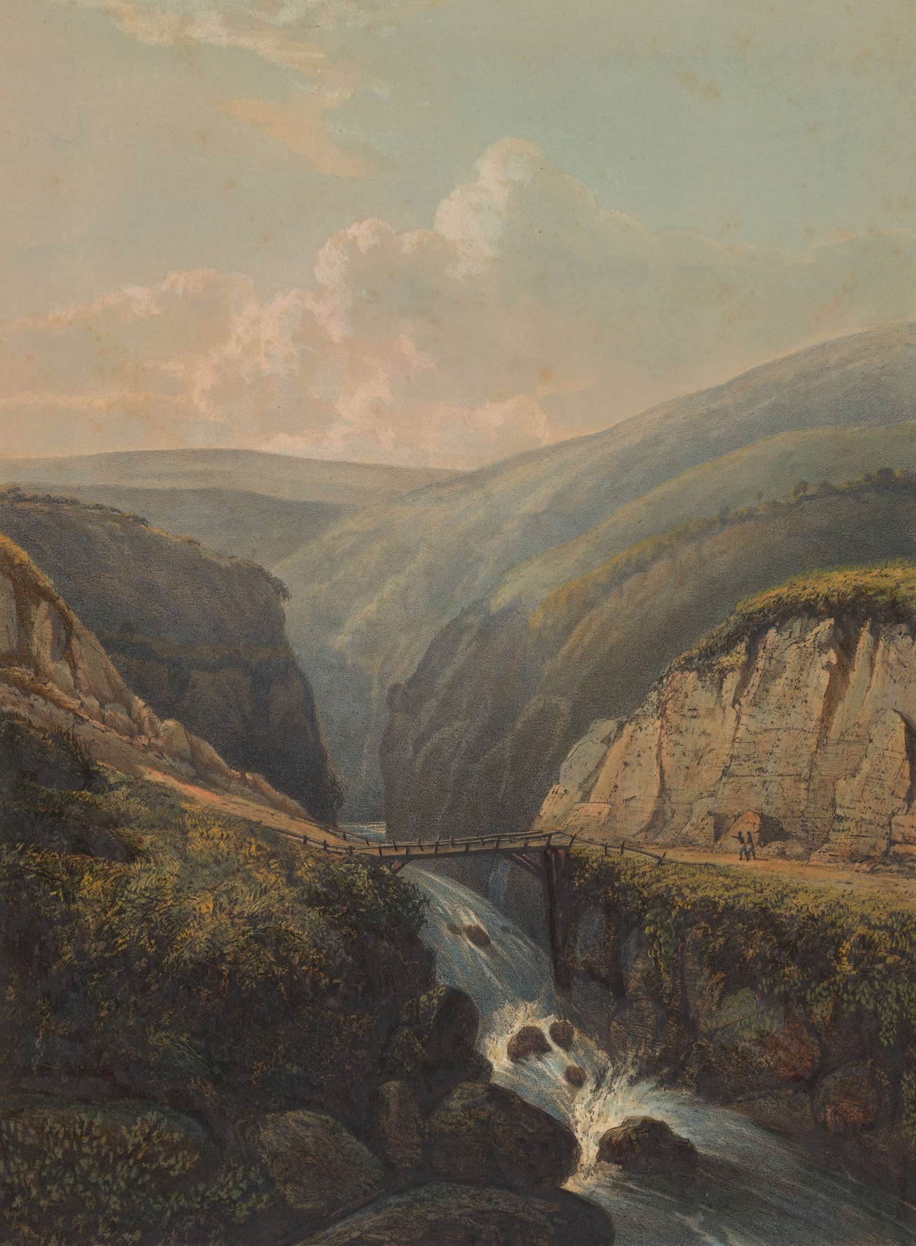 Gezicht op de rivier Brandas op Java De rivier Brandas als bergstroom, by Johan Conrad Greive, public domain