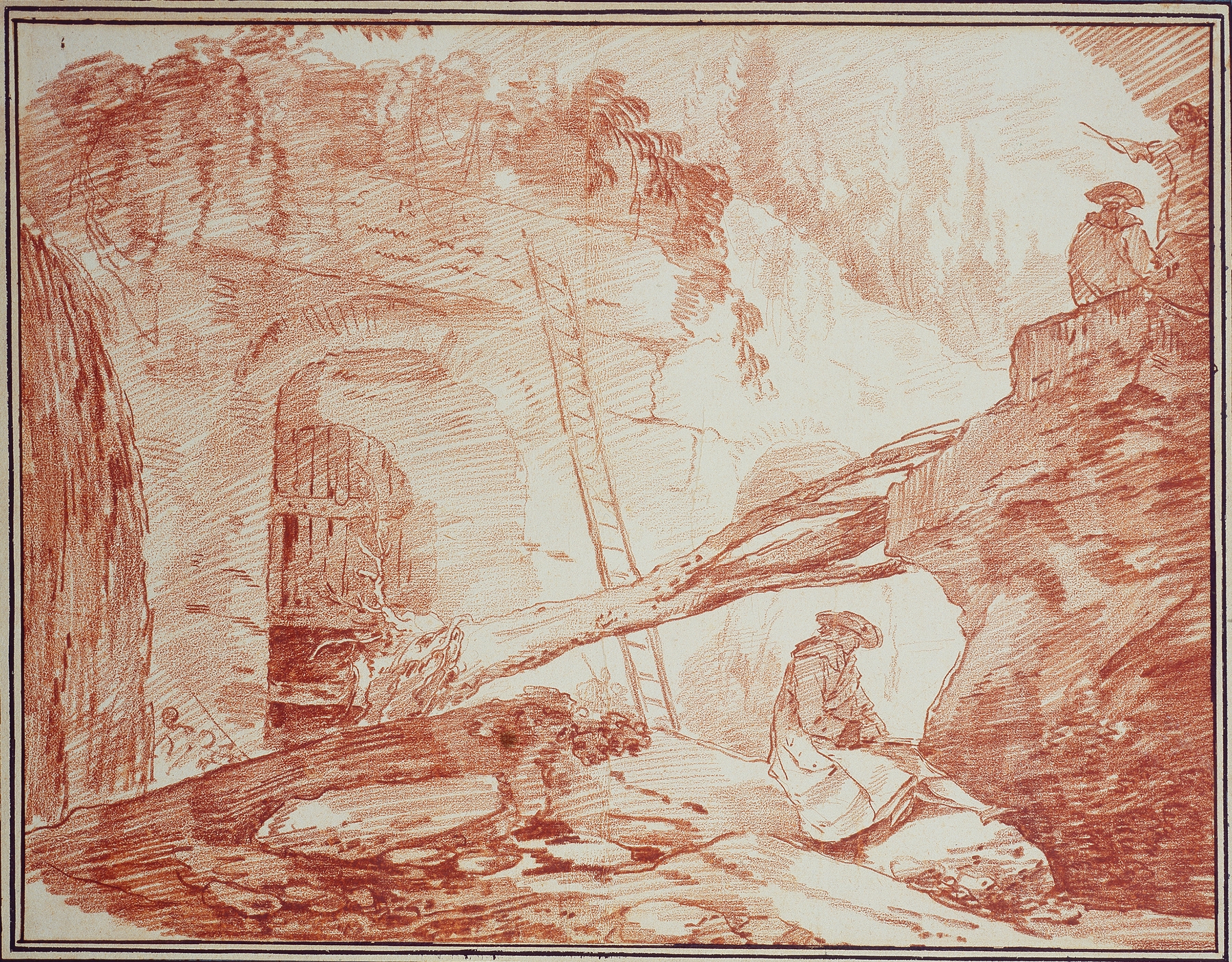 Draughtsman in the Ruins of the Palatine, by Hubert Robert, public domain