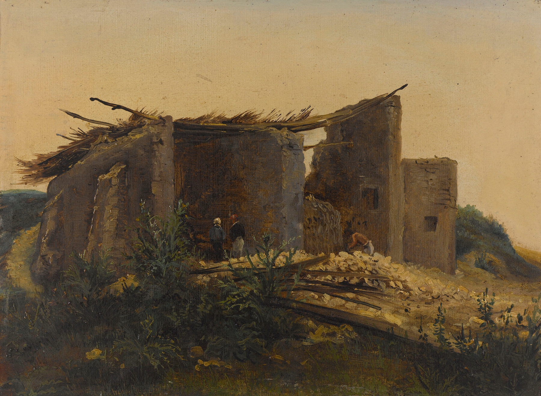 Four à plâtre à Montmartre by Henri-Arsène Macaire, Romanticism, depicting a textured plaster oven in a quiet interior