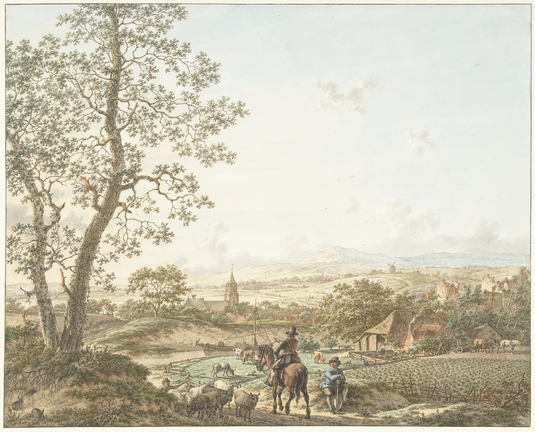 Landscape with flowers and soft colors by Jacob Cats, Dutch Golden Age, oil painting