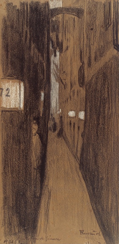 Alley in Genoa by Santiago Rusiñol depicts a charming street scene filled with vibrant colors.