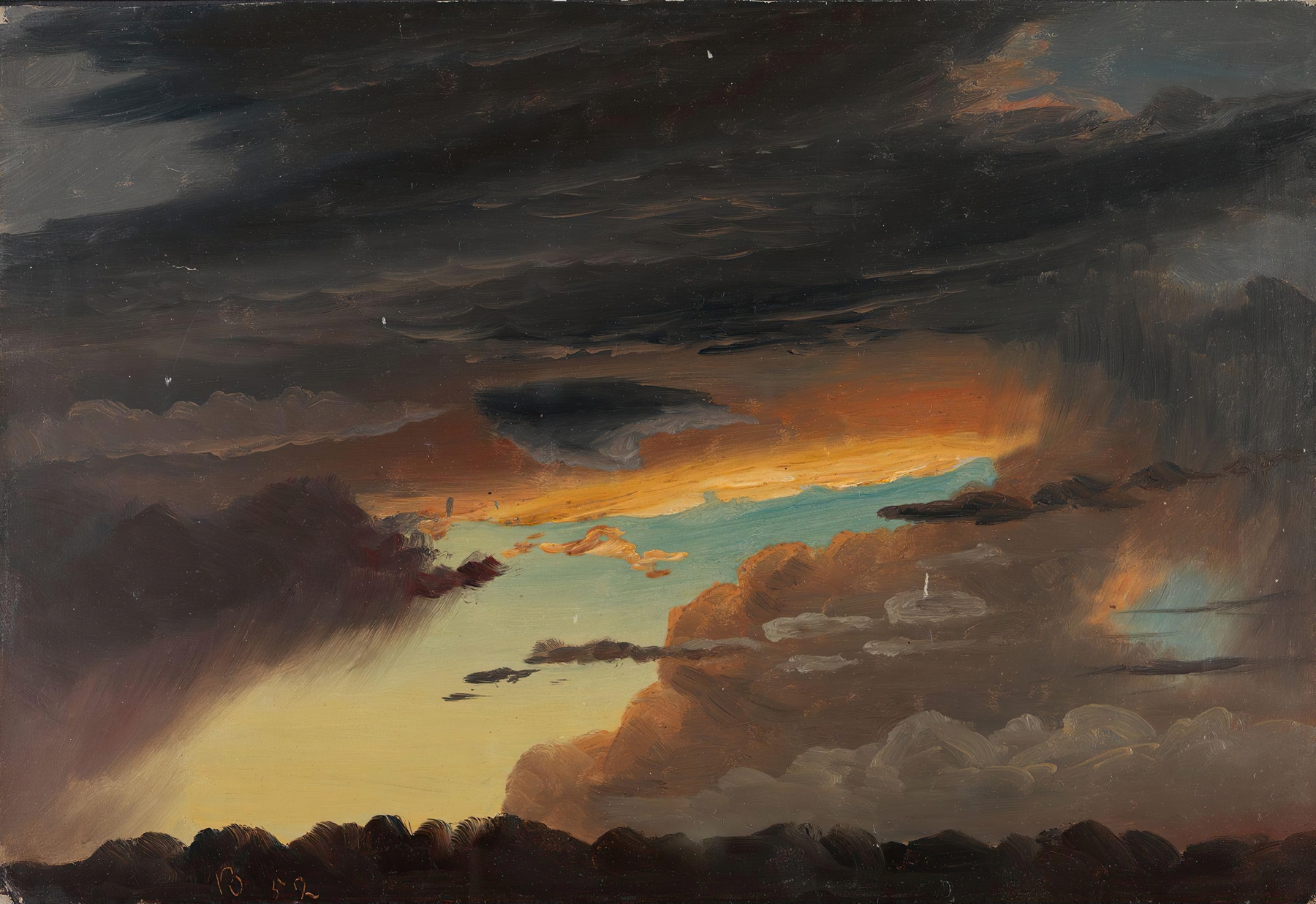 Cloud Study by Knud Baade, oil painting depicting clouds and light in a serene landscape.