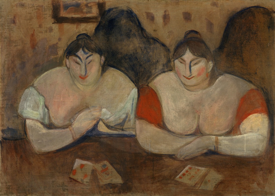 Edvard Munch's 'Rose and Amelie' features two women in a vibrant, emotional setting.