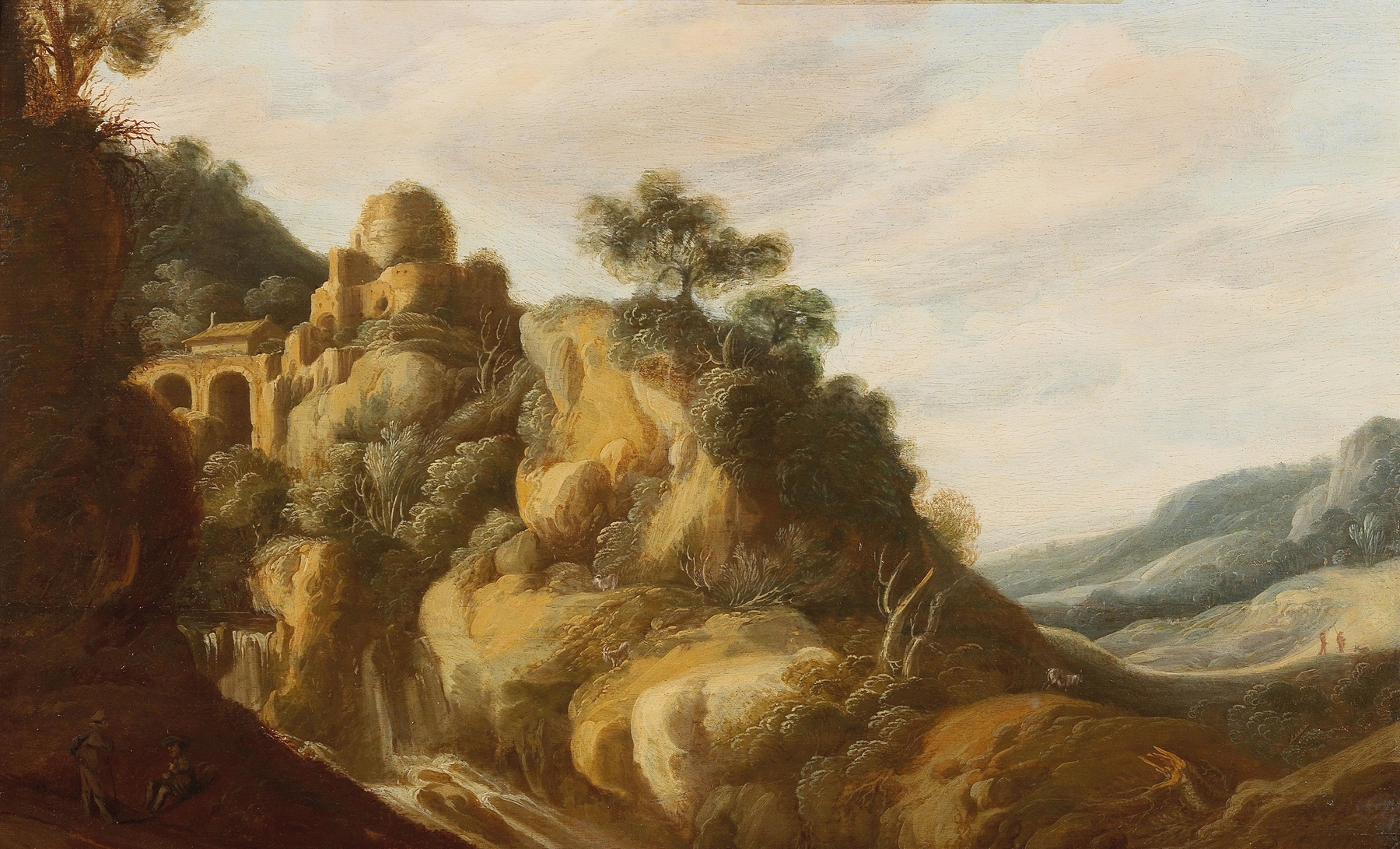 Southern landscape with ruins, oil on canvas by Pieter Anthonisz. van Groenewegen