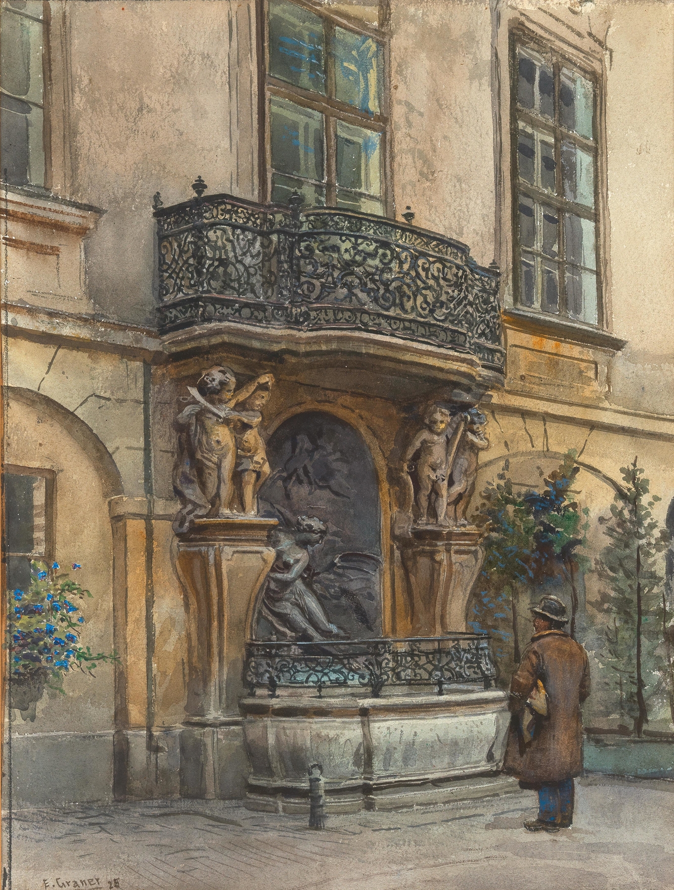 Andromeda-Fountain by Erwin Pendl, bronze sculpture featuring vibrant colors and light.