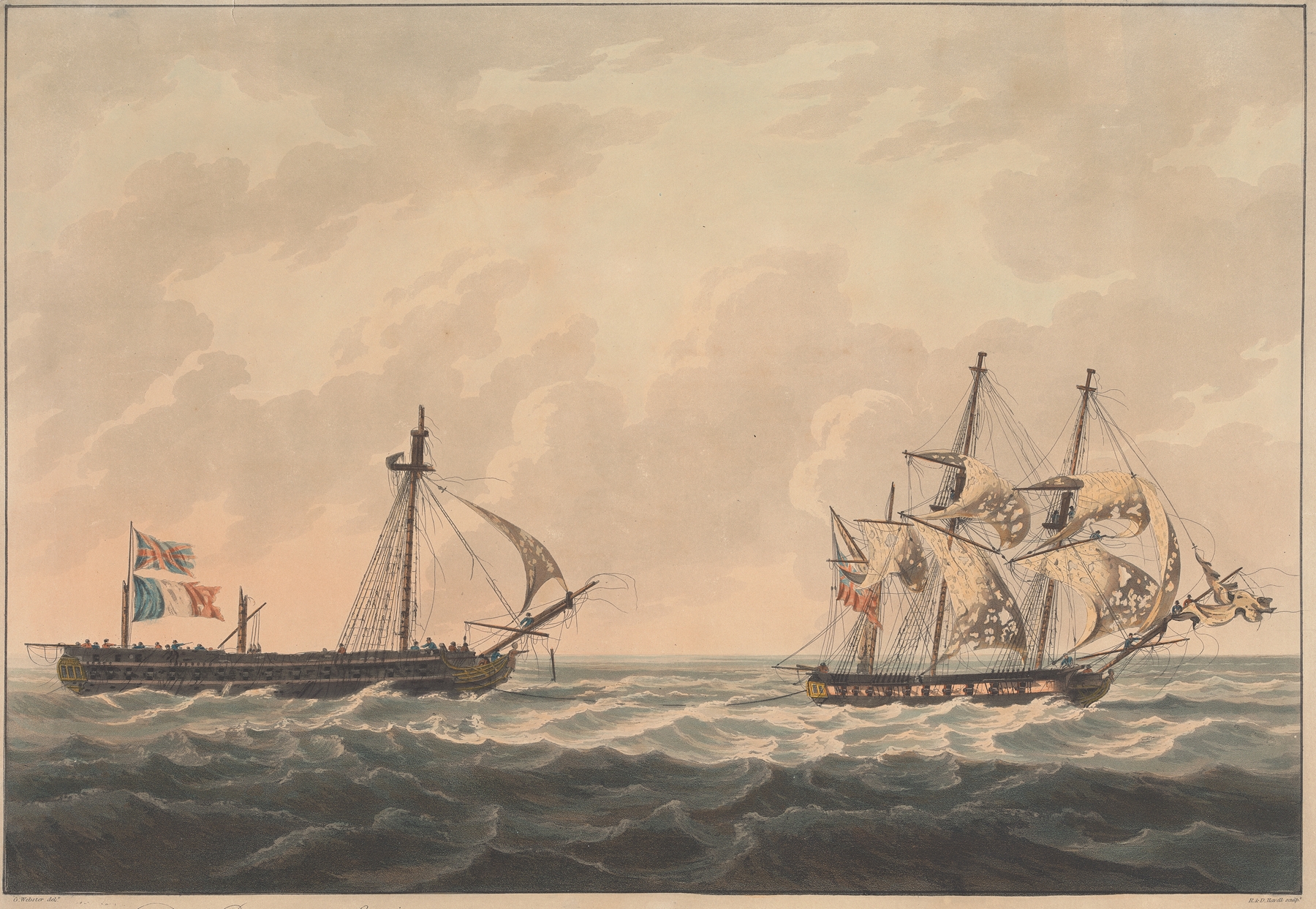 H.M.S. Sloop ‘Bonne Citoyenne’ by William Daniell, maritime scene, oil painting
