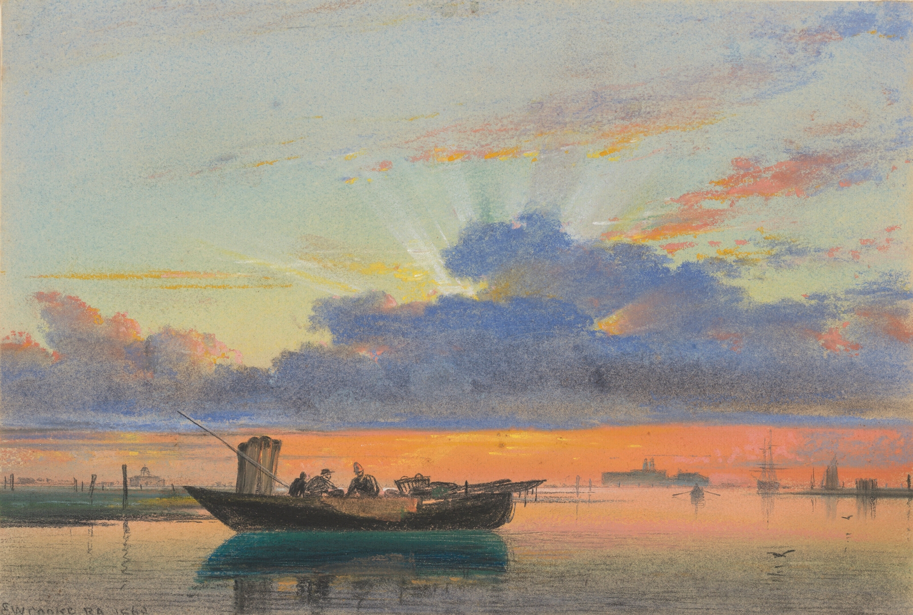 Sunset on the lagoon, Venice, by Edward William Cooke, public domain