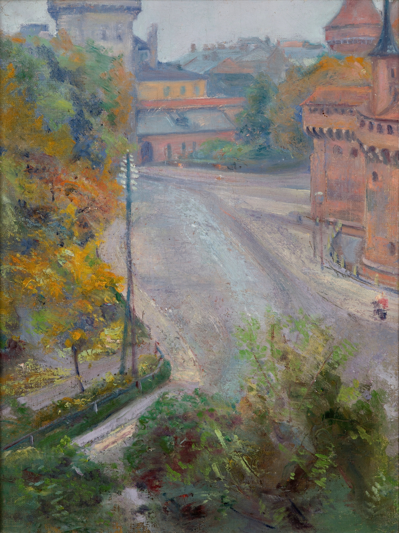 The Barbican and the Floriańska Street by Stanisław Wyspiański, oil painting