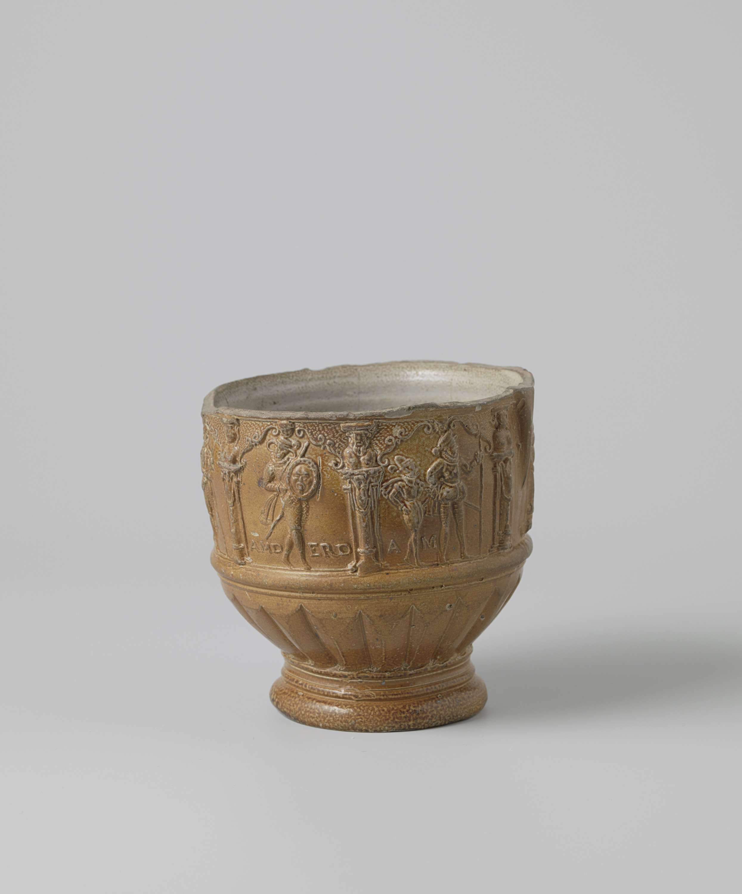 Fragment of a ceramic jug with men beneath arches by an unknown artist