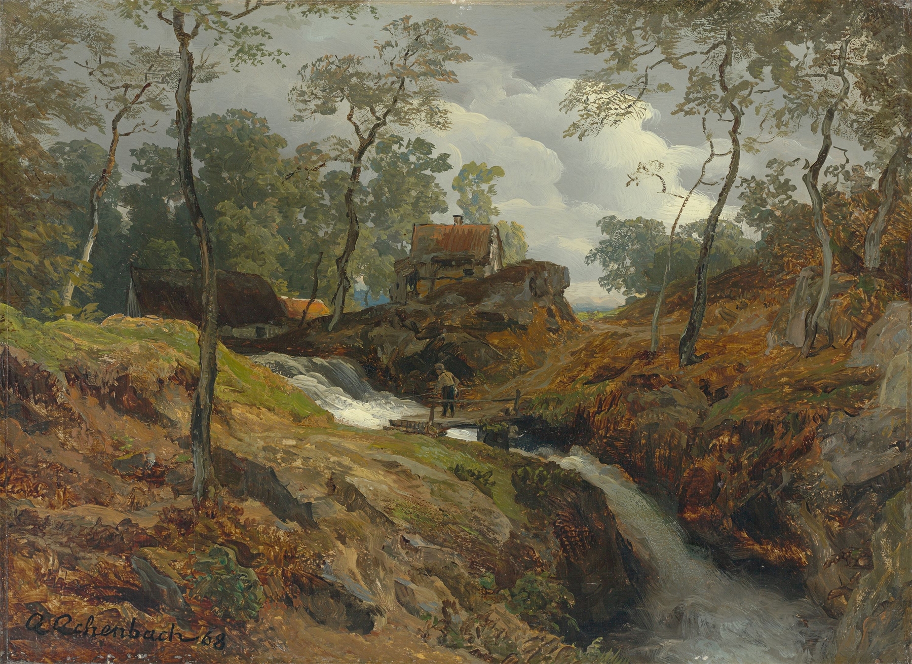Am Wildbach, by Andreas Achenbach, public domain